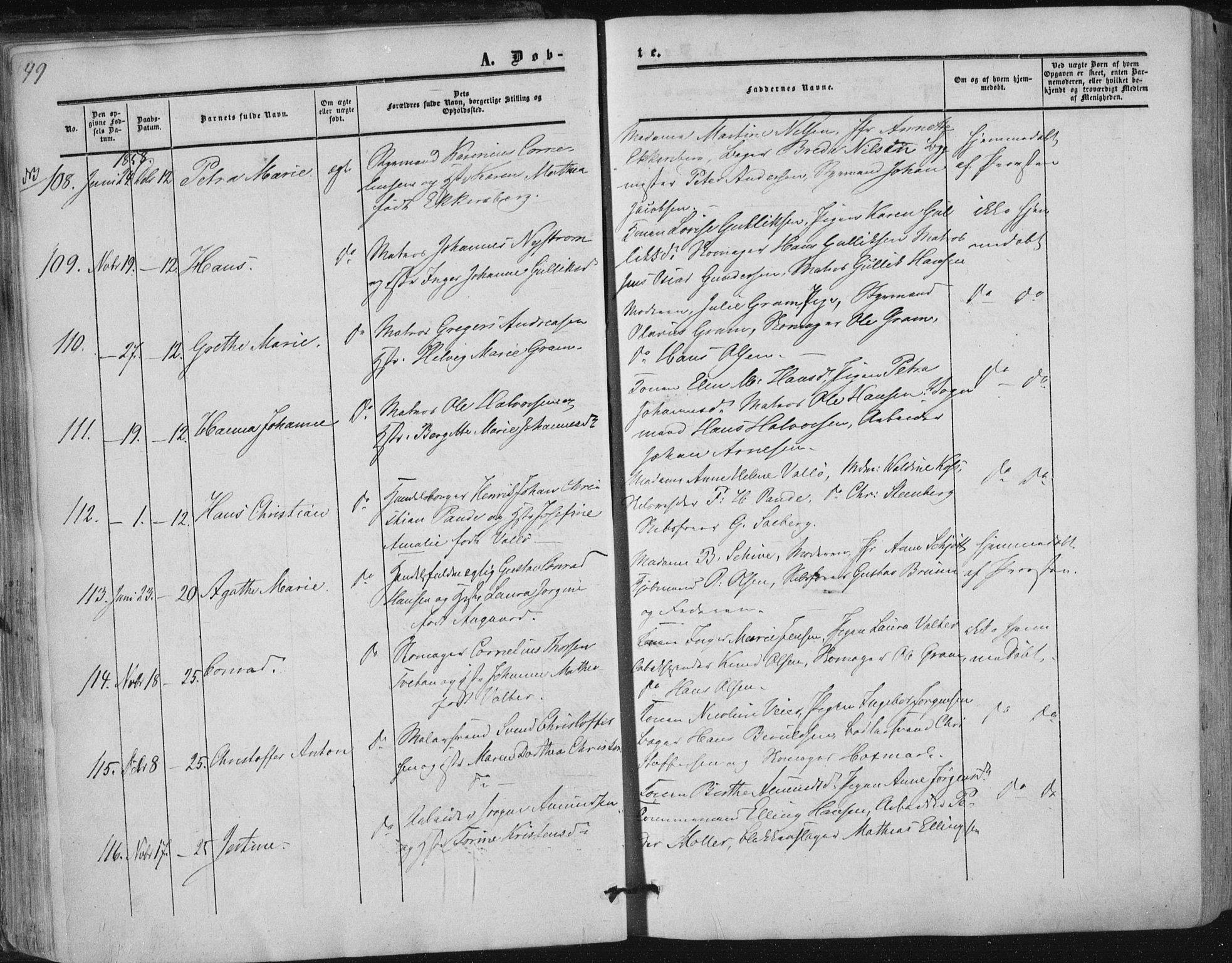 Tønsberg kirkebøker, AV/SAKO-A-330/F/Fa/L0008: Parish register (official) no. I 8, 1855-1864, p. 49