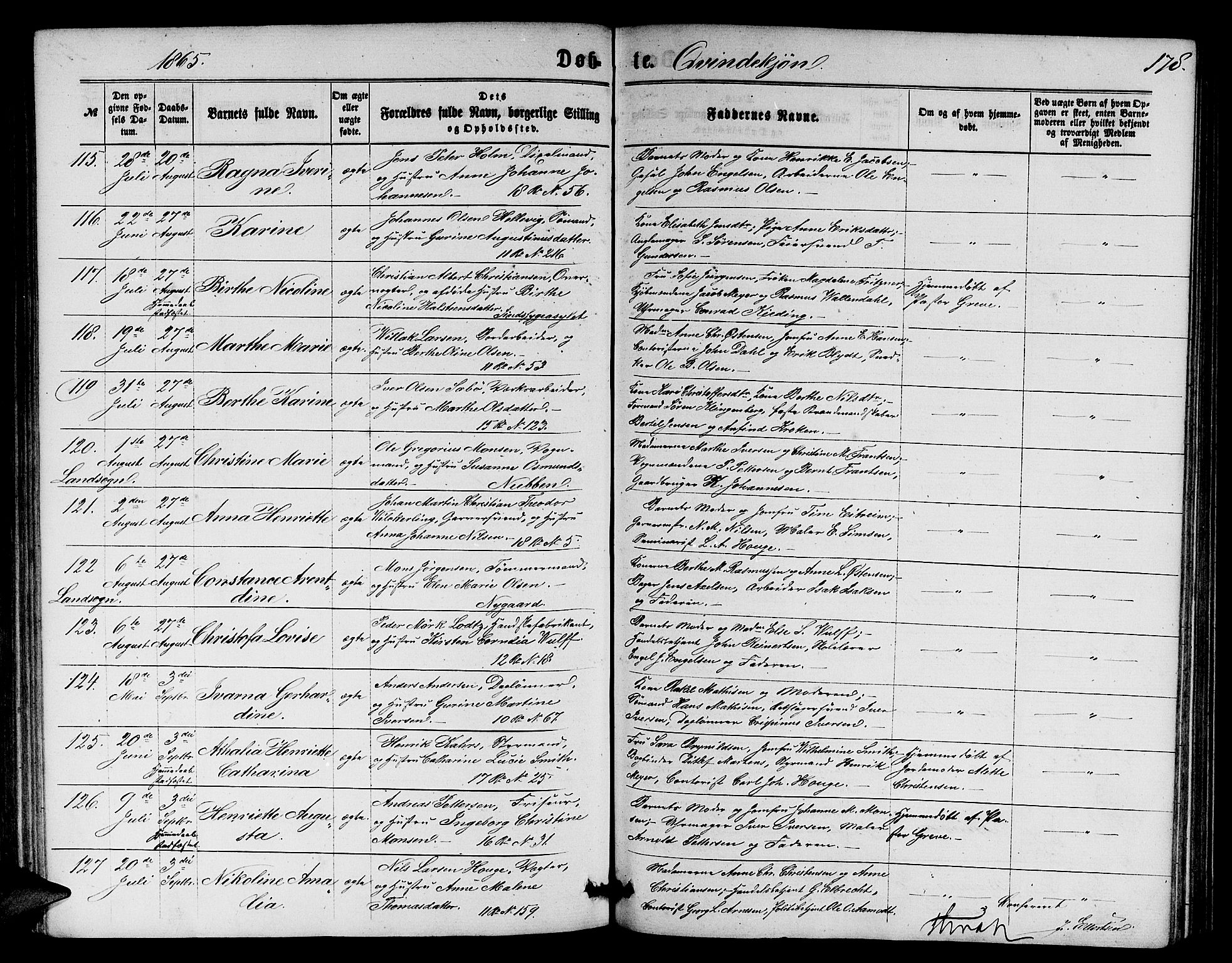 Domkirken sokneprestembete, SAB/A-74801/H/Hab/L0012: Parish register (copy) no. B 5, 1862-1869, p. 178