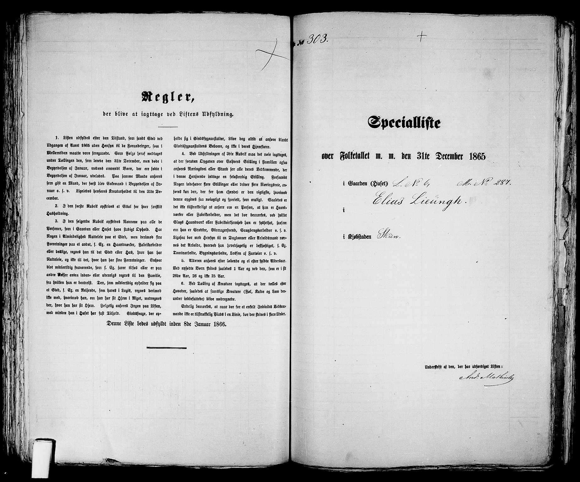 RA, 1865 census for Skien, 1865, p. 620