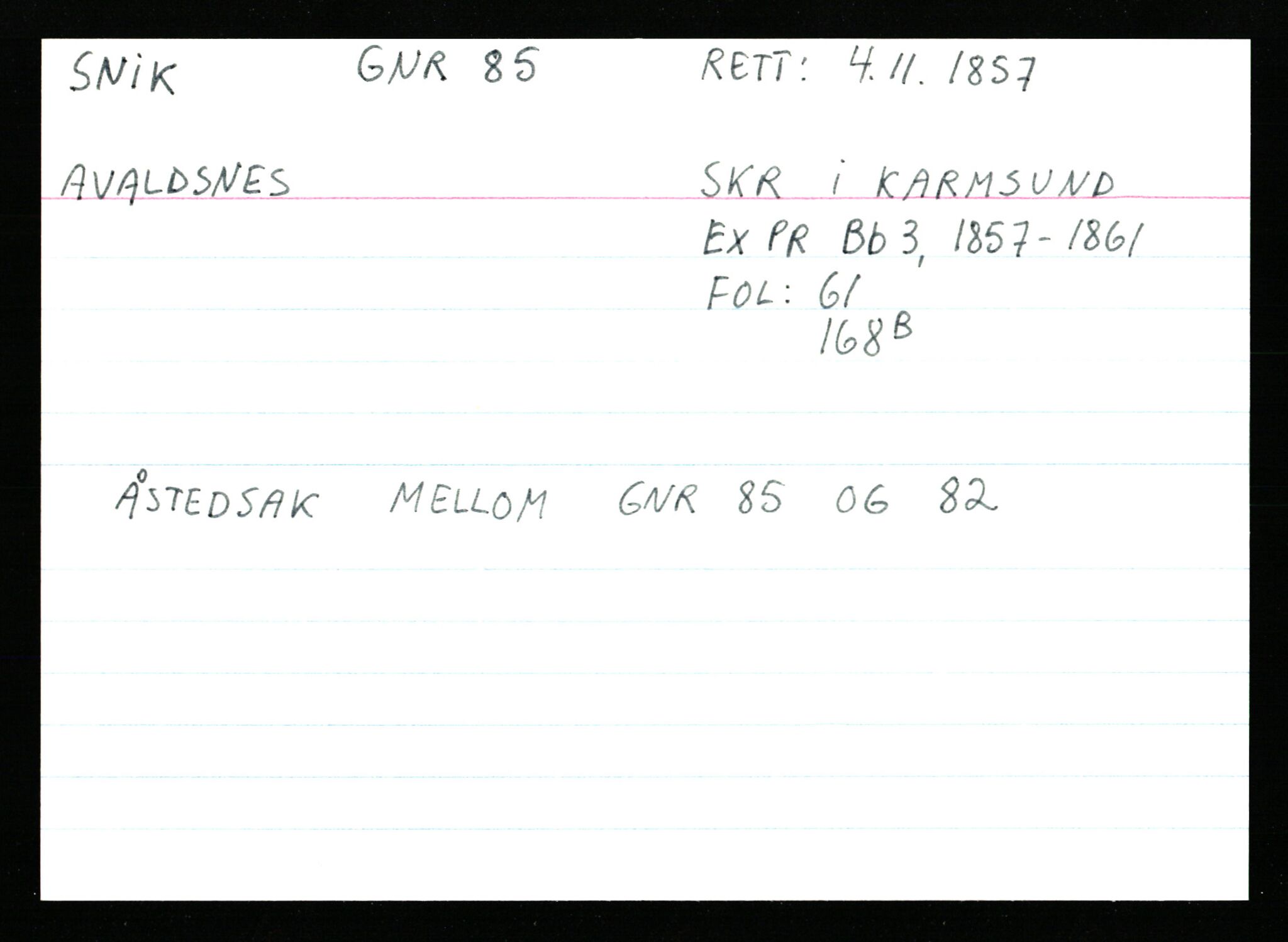 Statsarkivet i Stavanger, AV/SAST-A-101971/03/Y/Ym/L0053: Åstedskort sortert etter gårdsnavn: Skudeneshavn - Solbjør, 1600-1950, p. 497