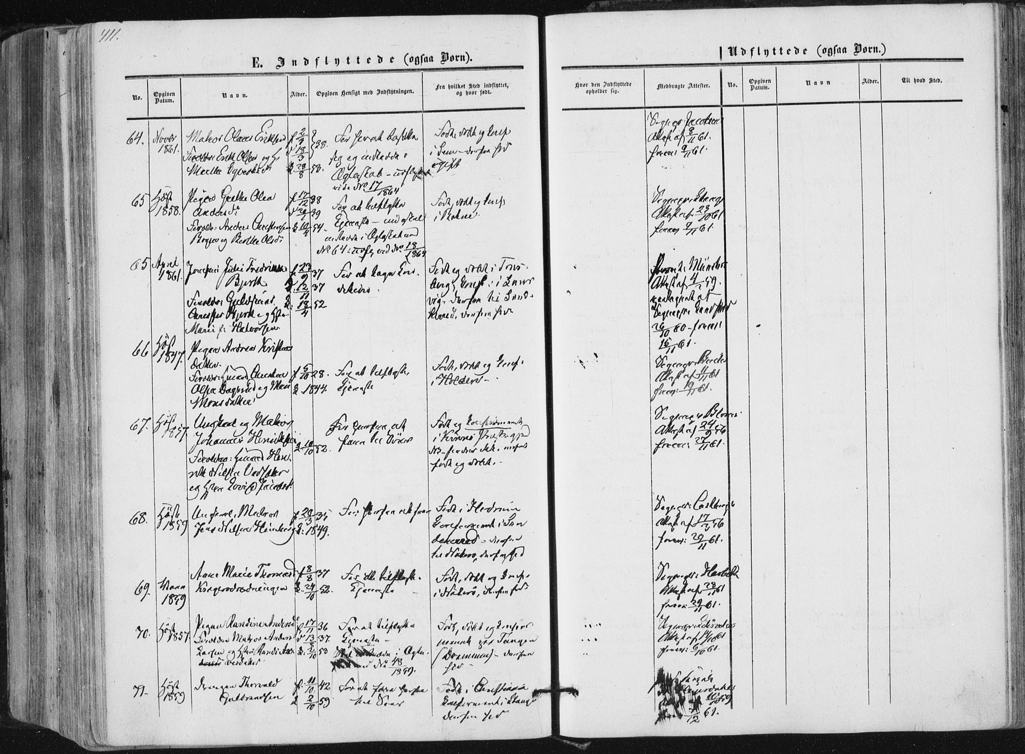 Tønsberg kirkebøker, AV/SAKO-A-330/F/Fa/L0008: Parish register (official) no. I 8, 1855-1864, p. 411