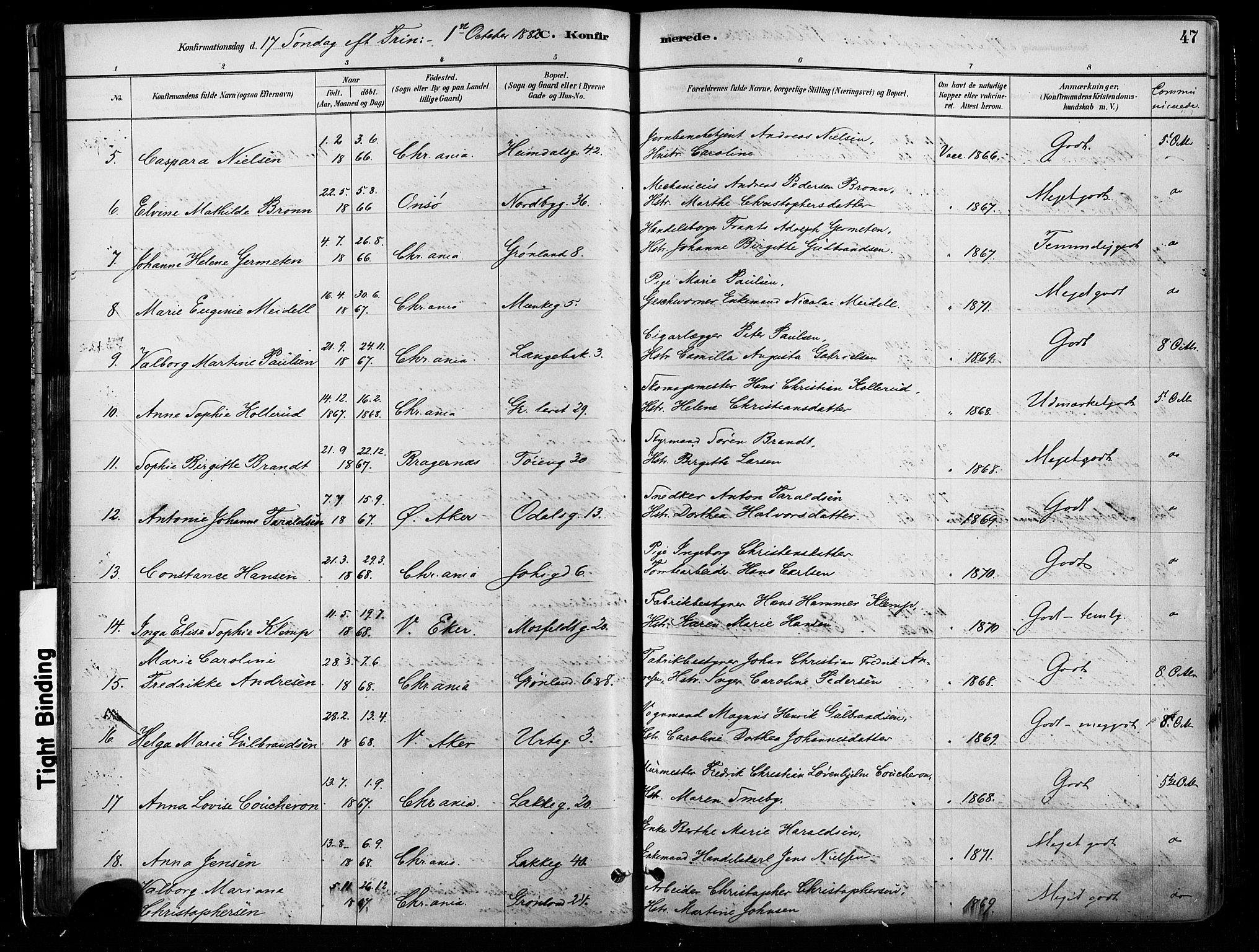 Grønland prestekontor Kirkebøker, AV/SAO-A-10848/F/Fa/L0008: Parish register (official) no. 8, 1881-1893, p. 47