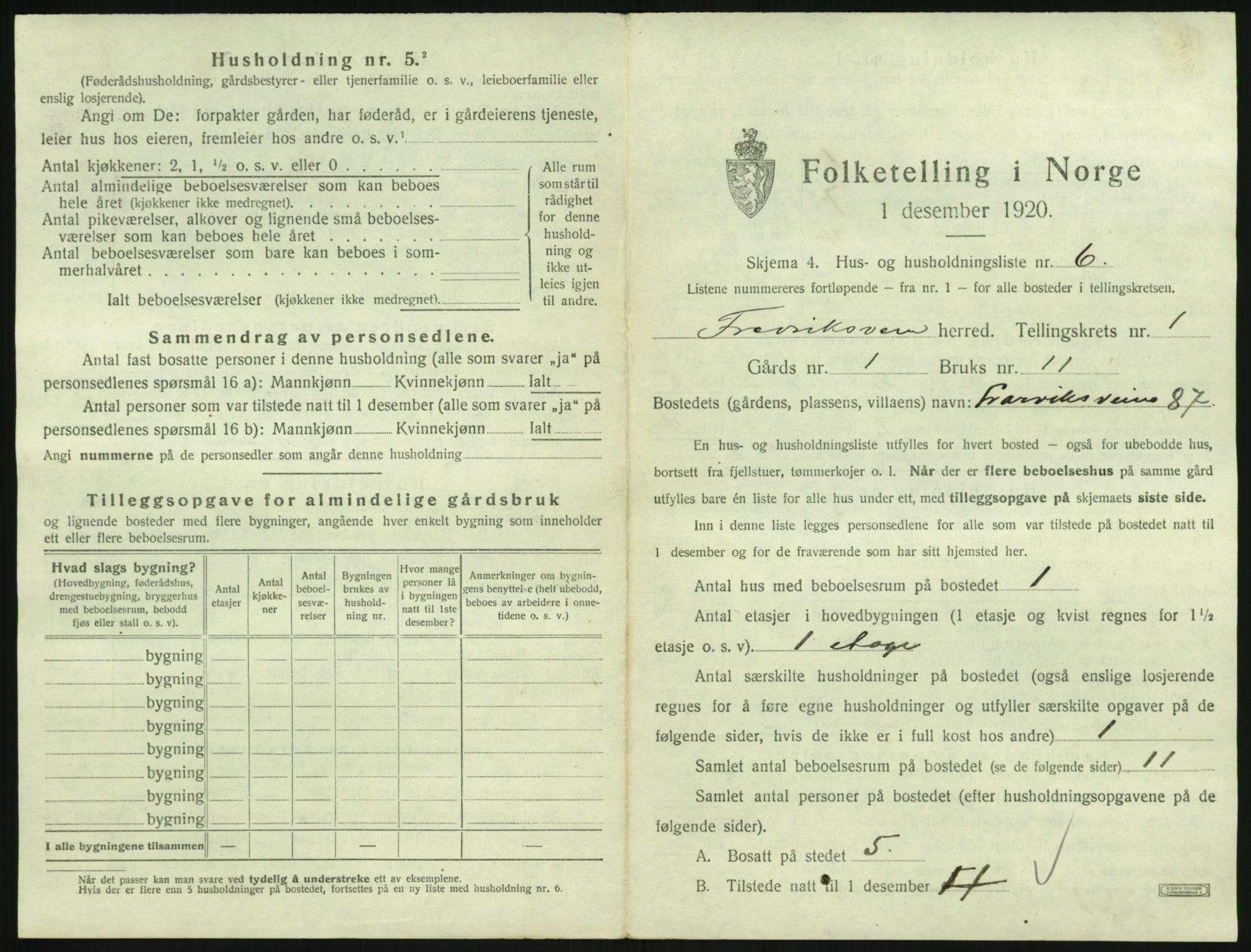 SAKO, 1920 census for Fredriksvern, 1920, p. 23