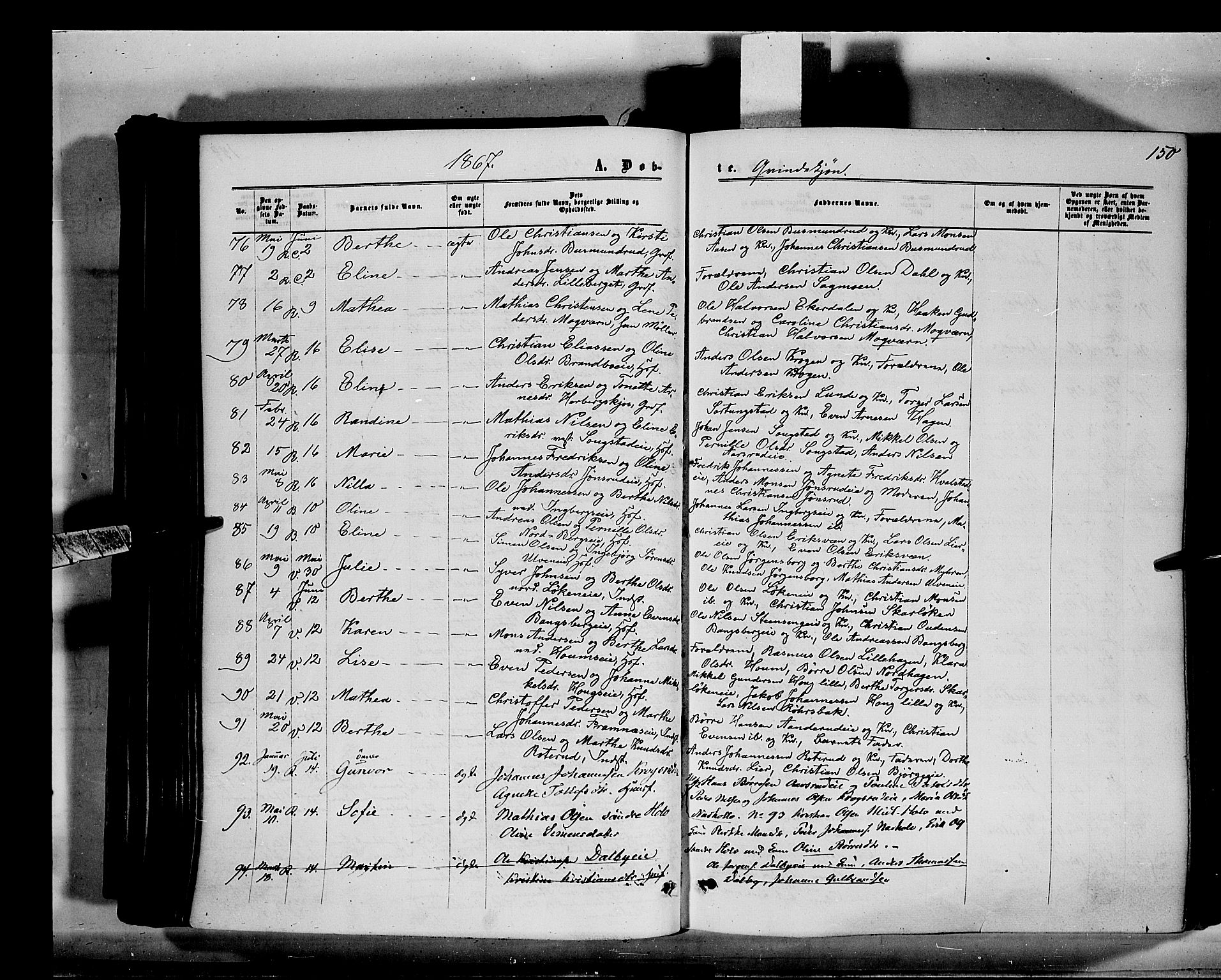 Ringsaker prestekontor, AV/SAH-PREST-014/K/Ka/L0010: Parish register (official) no. 10, 1861-1869, p. 150