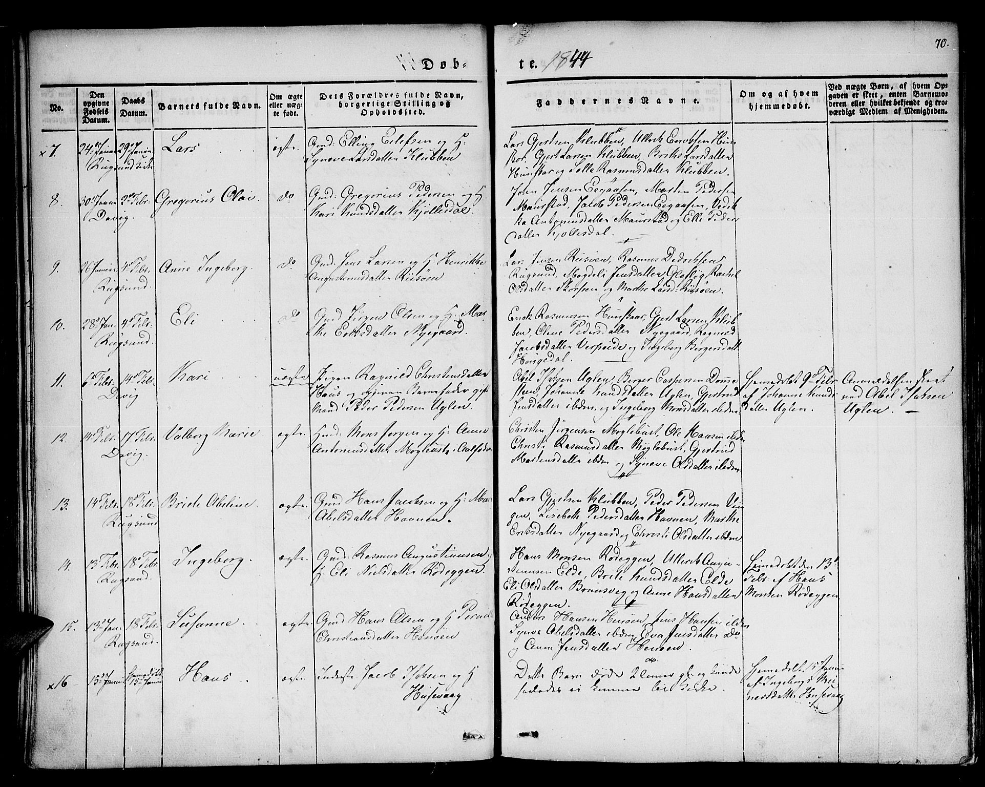 Davik sokneprestembete, SAB/A-79701/H/Haa/Haaa/L0004: Parish register (official) no. A 4, 1830-1849, p. 70