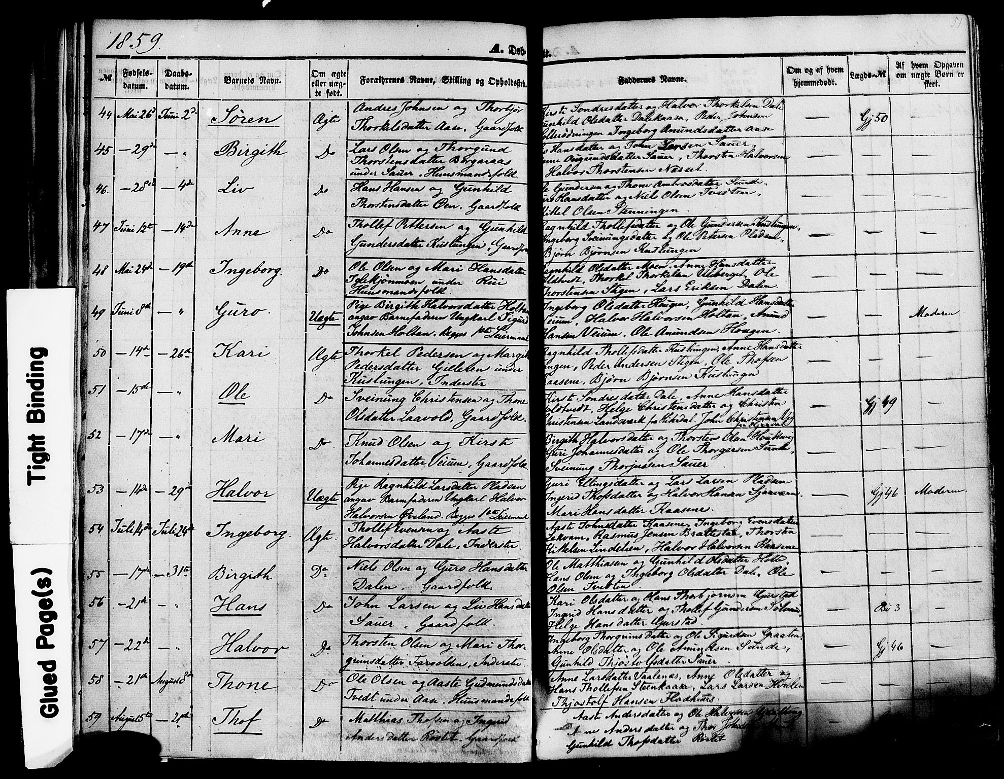 Sauherad kirkebøker, AV/SAKO-A-298/F/Fa/L0007: Parish register (official) no. I 7, 1851-1873, p. 51