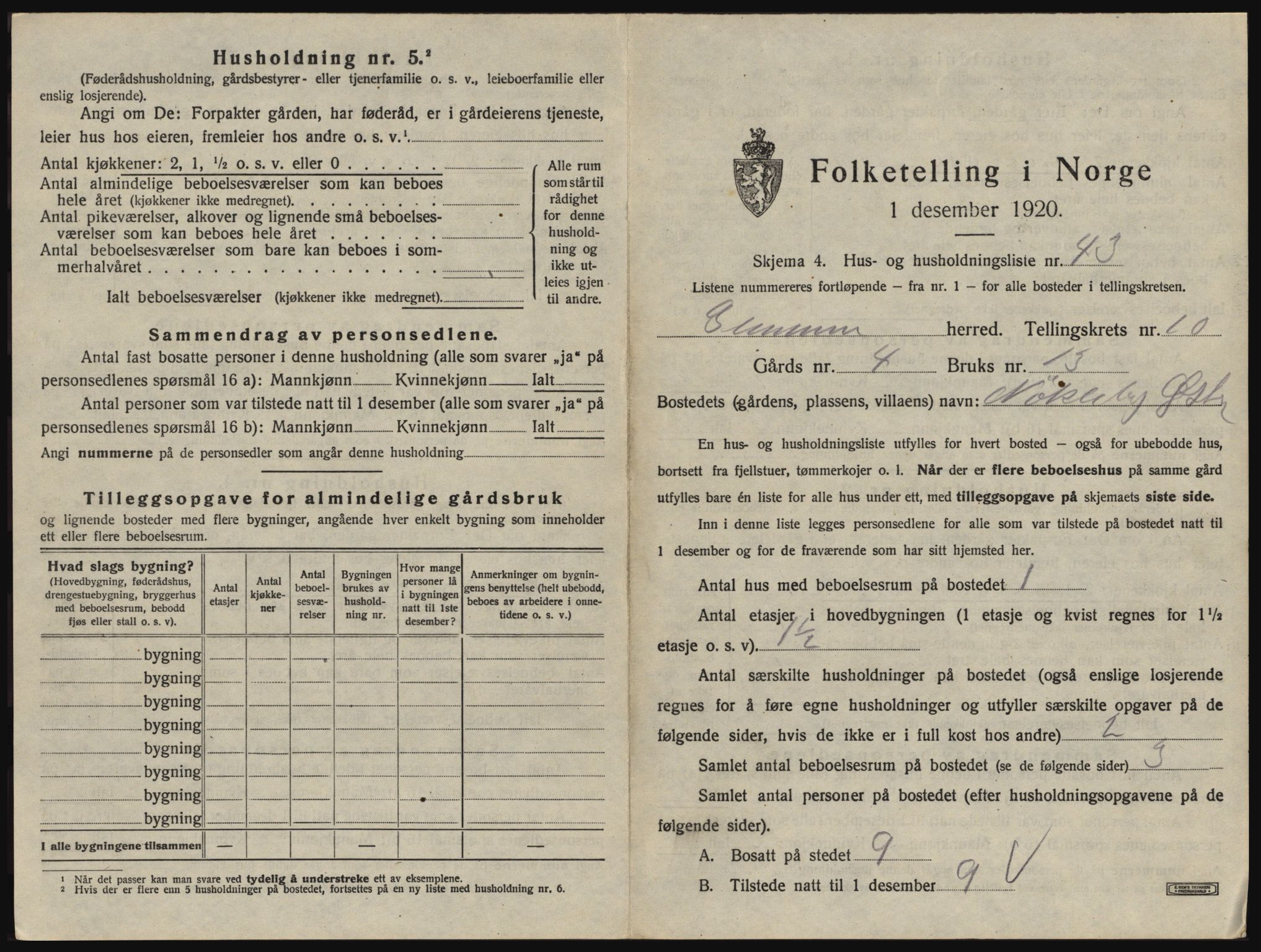 SAO, 1920 census for Glemmen, 1920, p. 2009