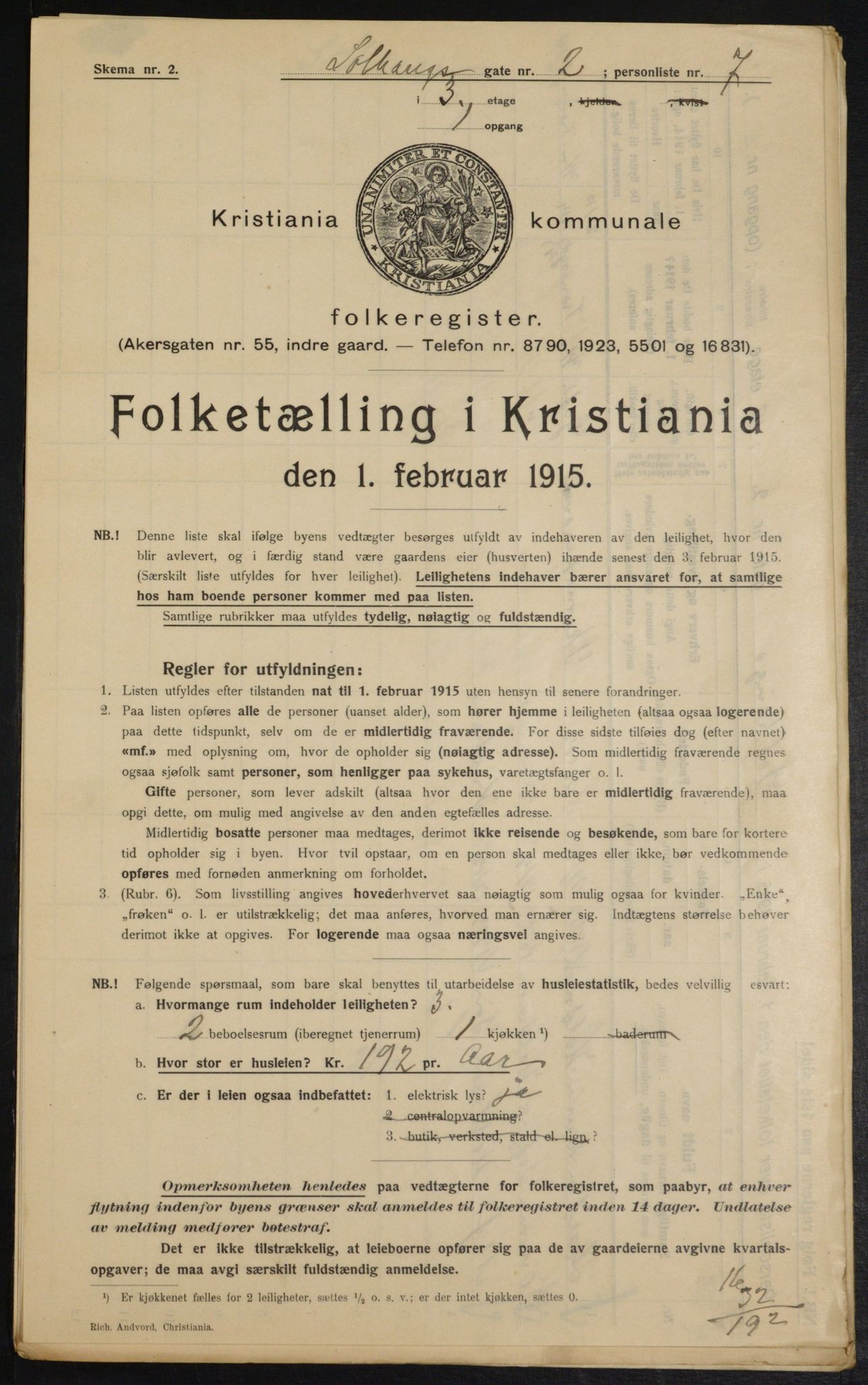 OBA, Municipal Census 1915 for Kristiania, 1915, p. 99265