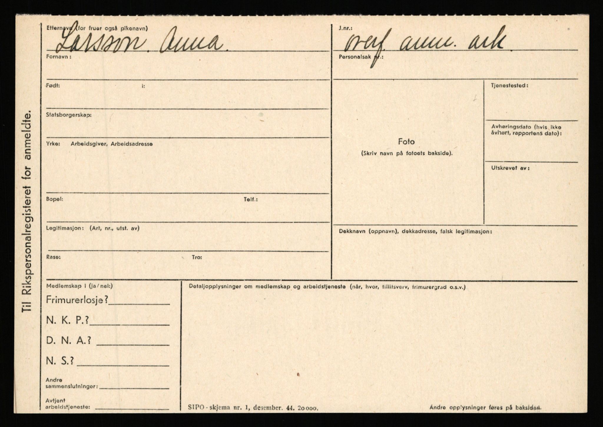 Statspolitiet - Hovedkontoret / Osloavdelingen, AV/RA-S-1329/C/Ca/L0009: Knutsen - Limstrand, 1943-1945, p. 3955