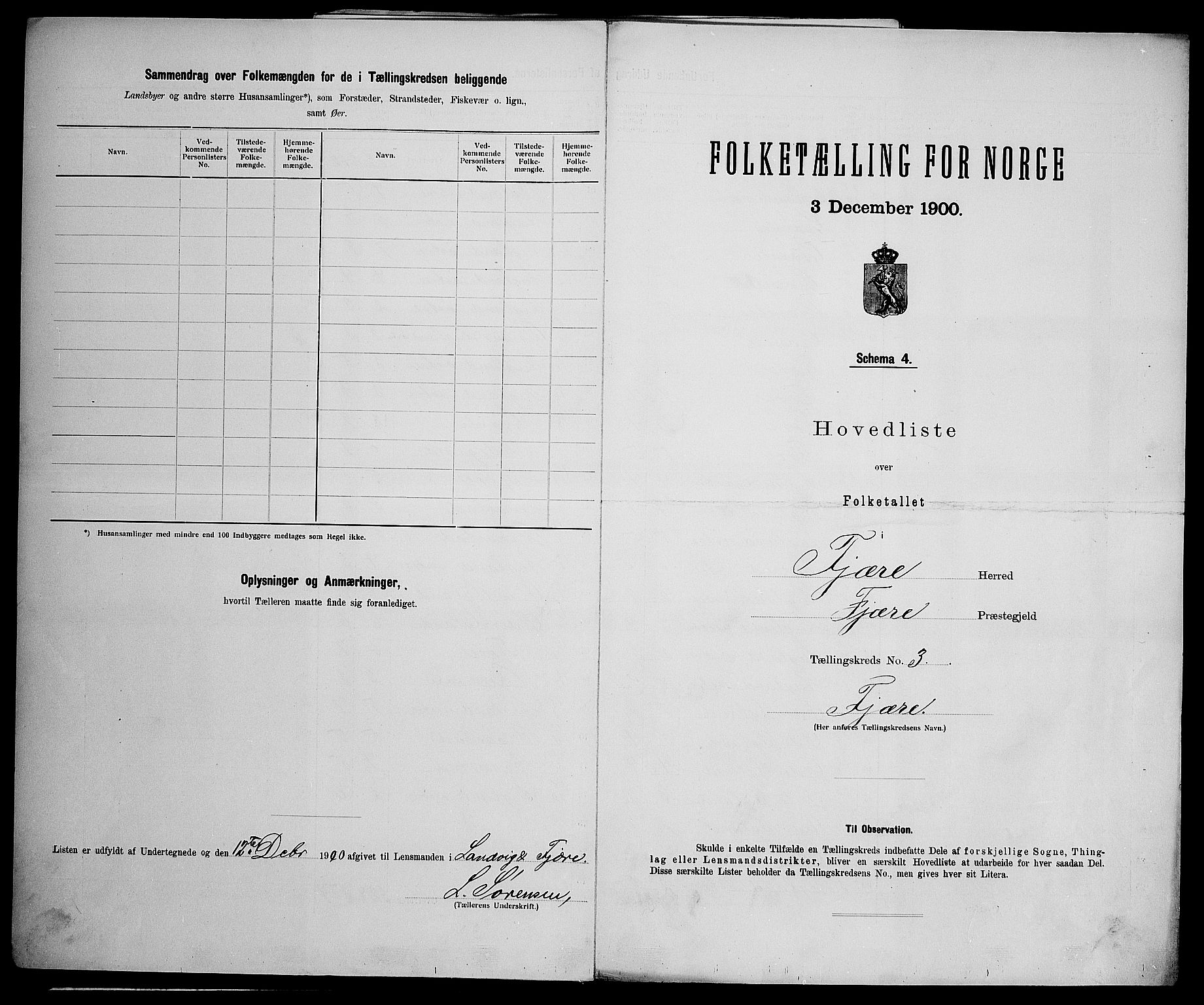 SAK, 1900 census for Fjære, 1900, p. 26