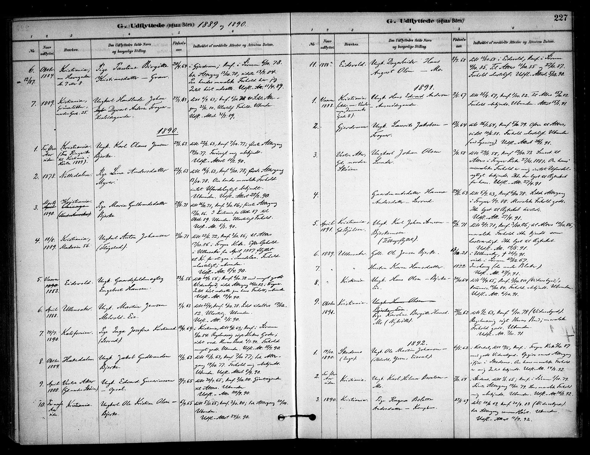 Sørum prestekontor Kirkebøker, SAO/A-10303/F/Fb/L0001: Parish register (official) no. II 1, 1878-1915, p. 227