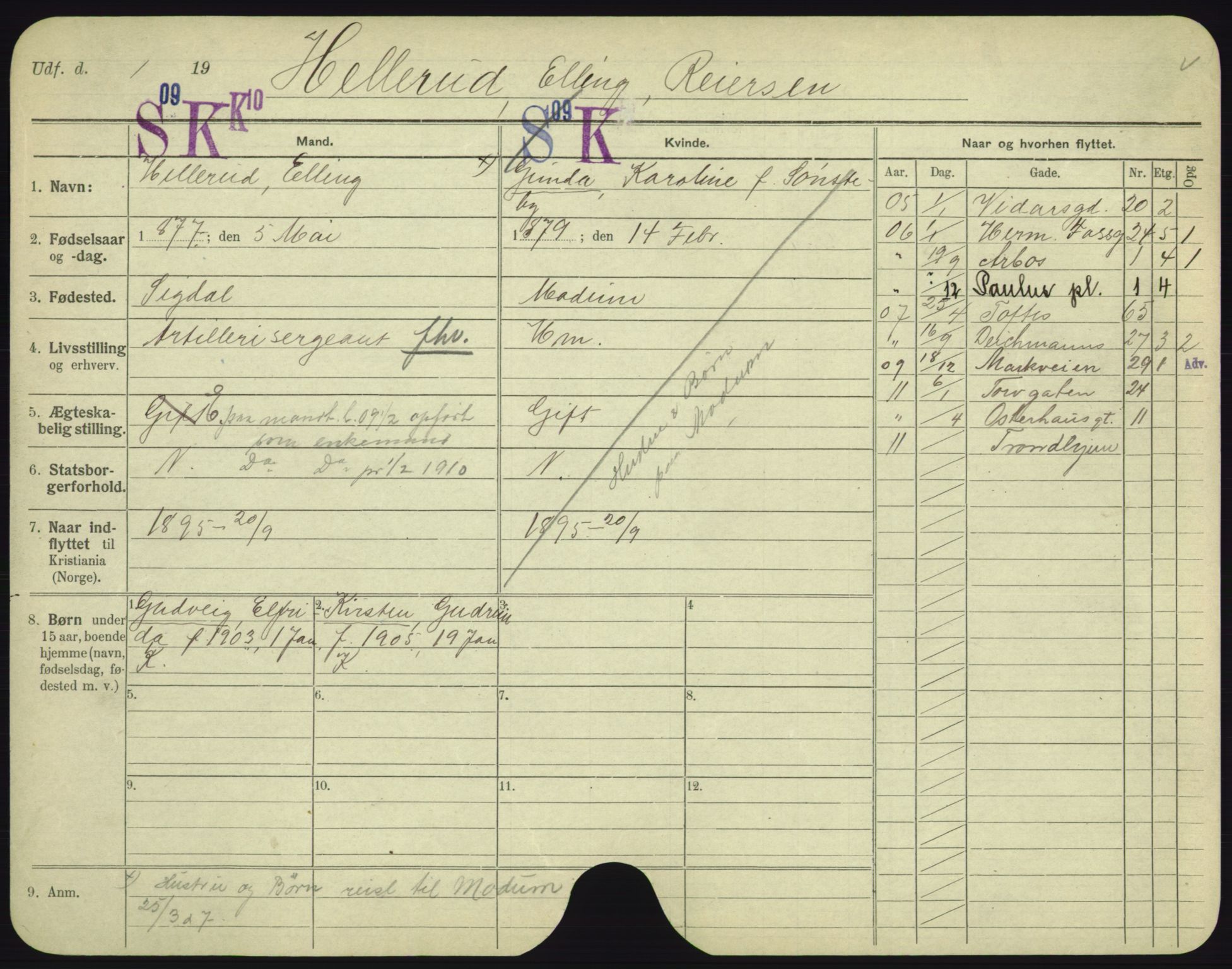 Oslo folkeregister, Registerkort, AV/SAO-A-11715/F/Fa/Fac/L0004: Menn, 1906-1914, p. 603a