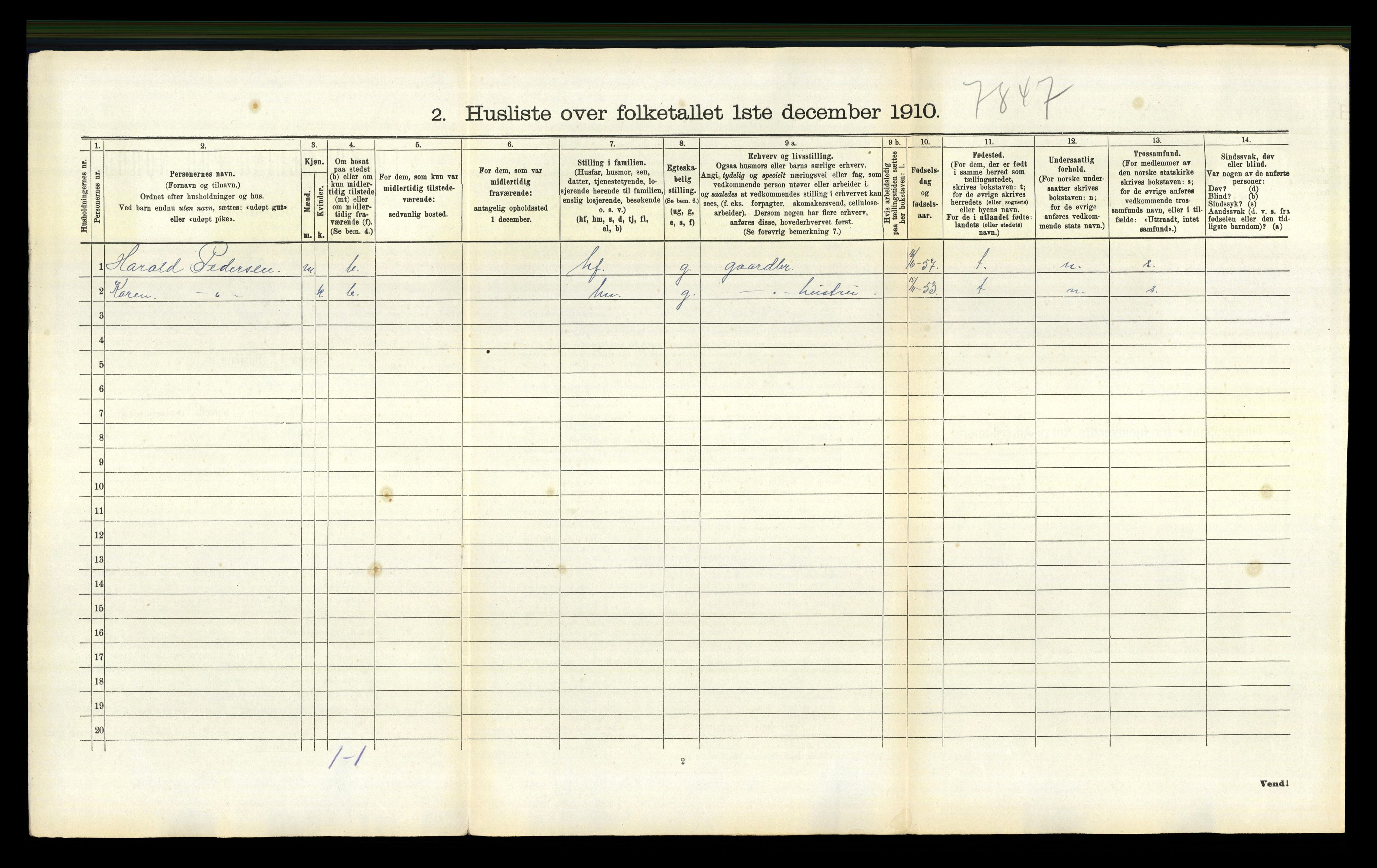 RA, 1910 census for Bamble, 1910, p. 1593