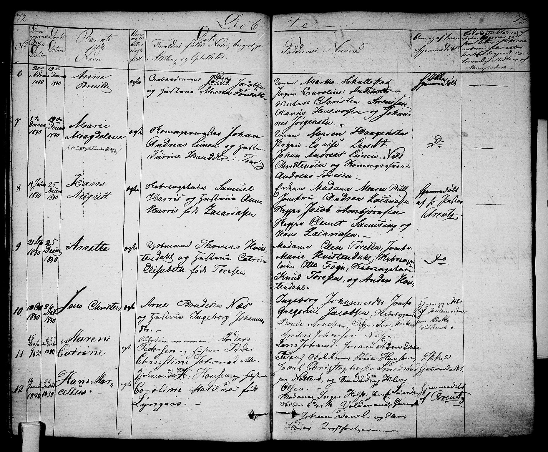 Tønsberg kirkebøker, AV/SAKO-A-330/F/Fa/L0005: Parish register (official) no. I 5, 1827-1836, p. 72-73