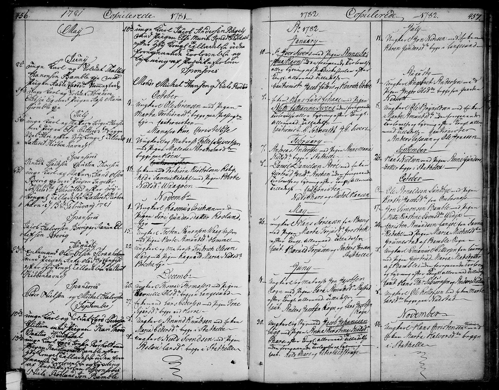 Bamble kirkebøker, SAKO/A-253/F/Fa/L0002: Parish register (official) no. I 2, 1775-1814, p. 456-457