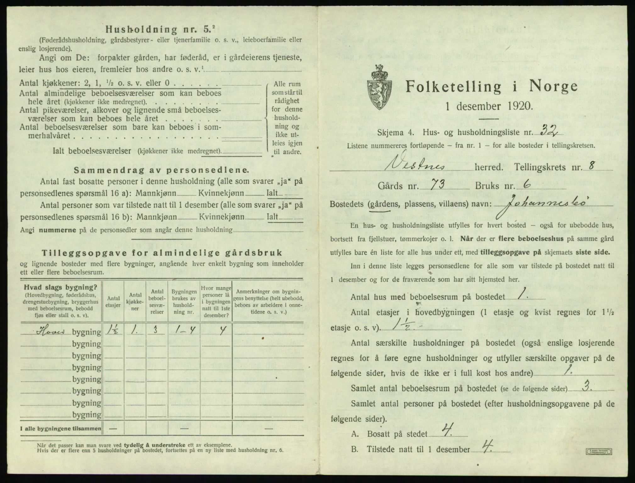 SAT, 1920 census for Vestnes, 1920, p. 929