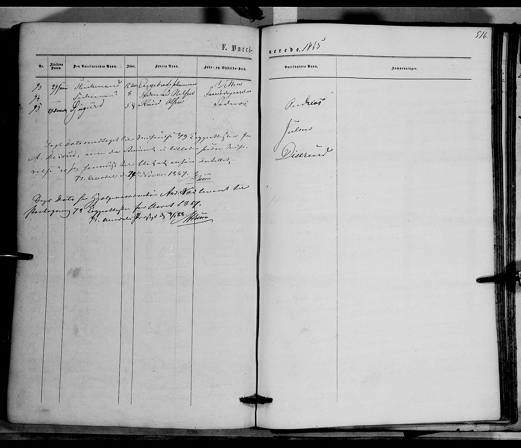 Nord-Aurdal prestekontor, SAH/PREST-132/H/Ha/Haa/L0008: Parish register (official) no. 8, 1863-1875, p. 516