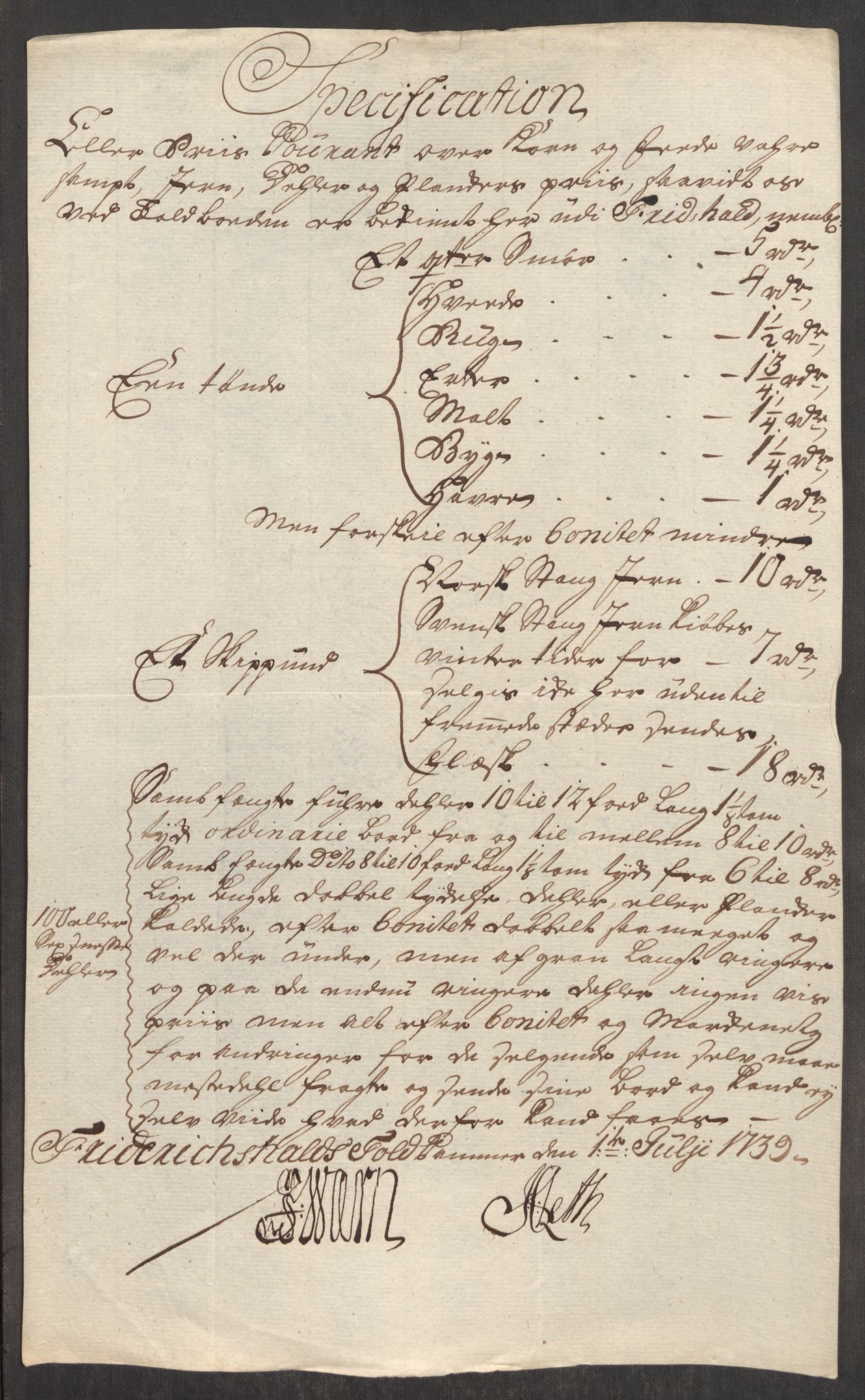 Rentekammeret inntil 1814, Realistisk ordnet avdeling, AV/RA-EA-4070/Oe/L0001: [Ø1]: Priskuranter, 1712-1739, p. 890