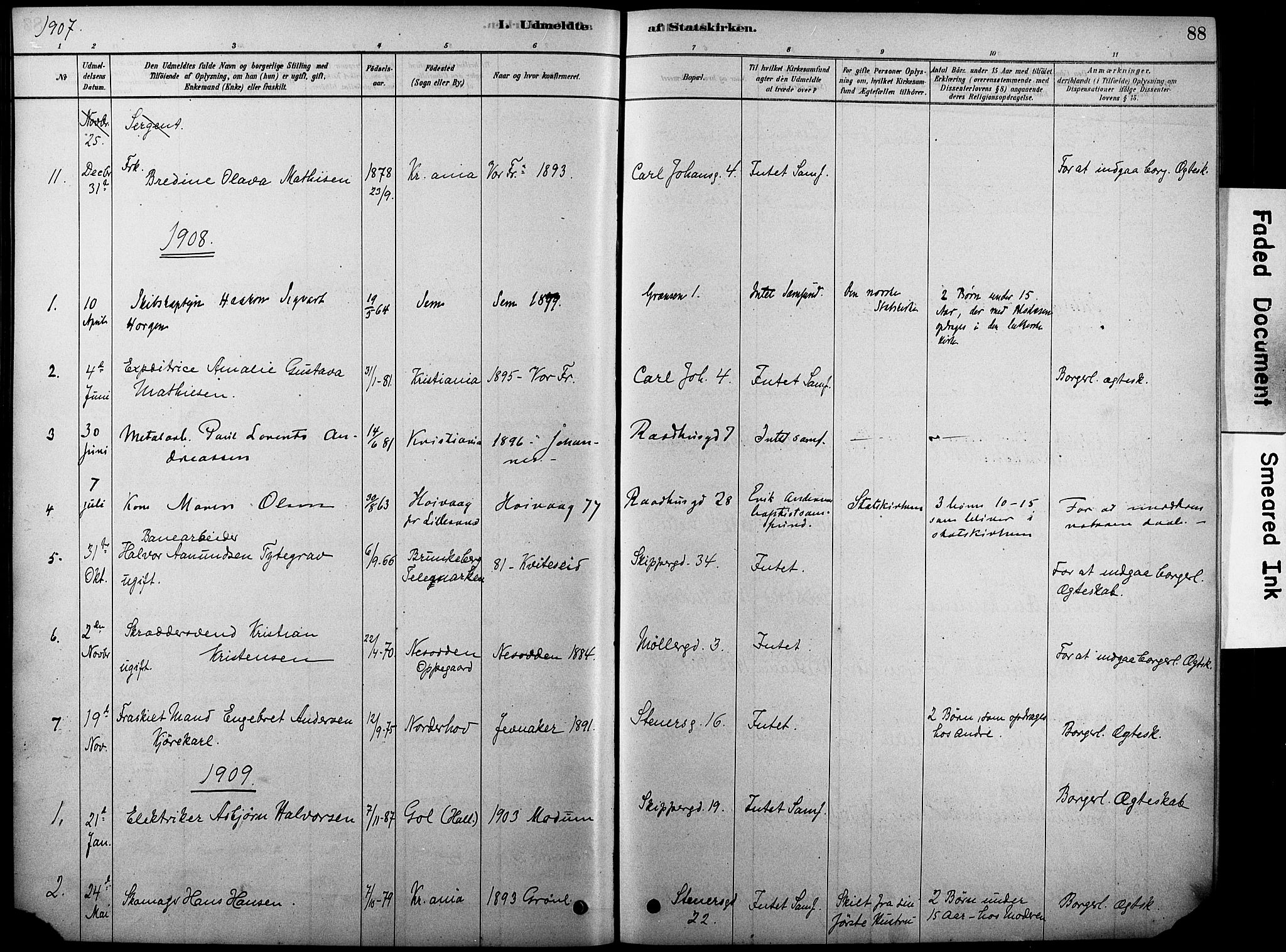 Oslo domkirke Kirkebøker, AV/SAO-A-10752/F/Fa/L0038: Parish register (official) no. 38, 1878-1921, p. 88