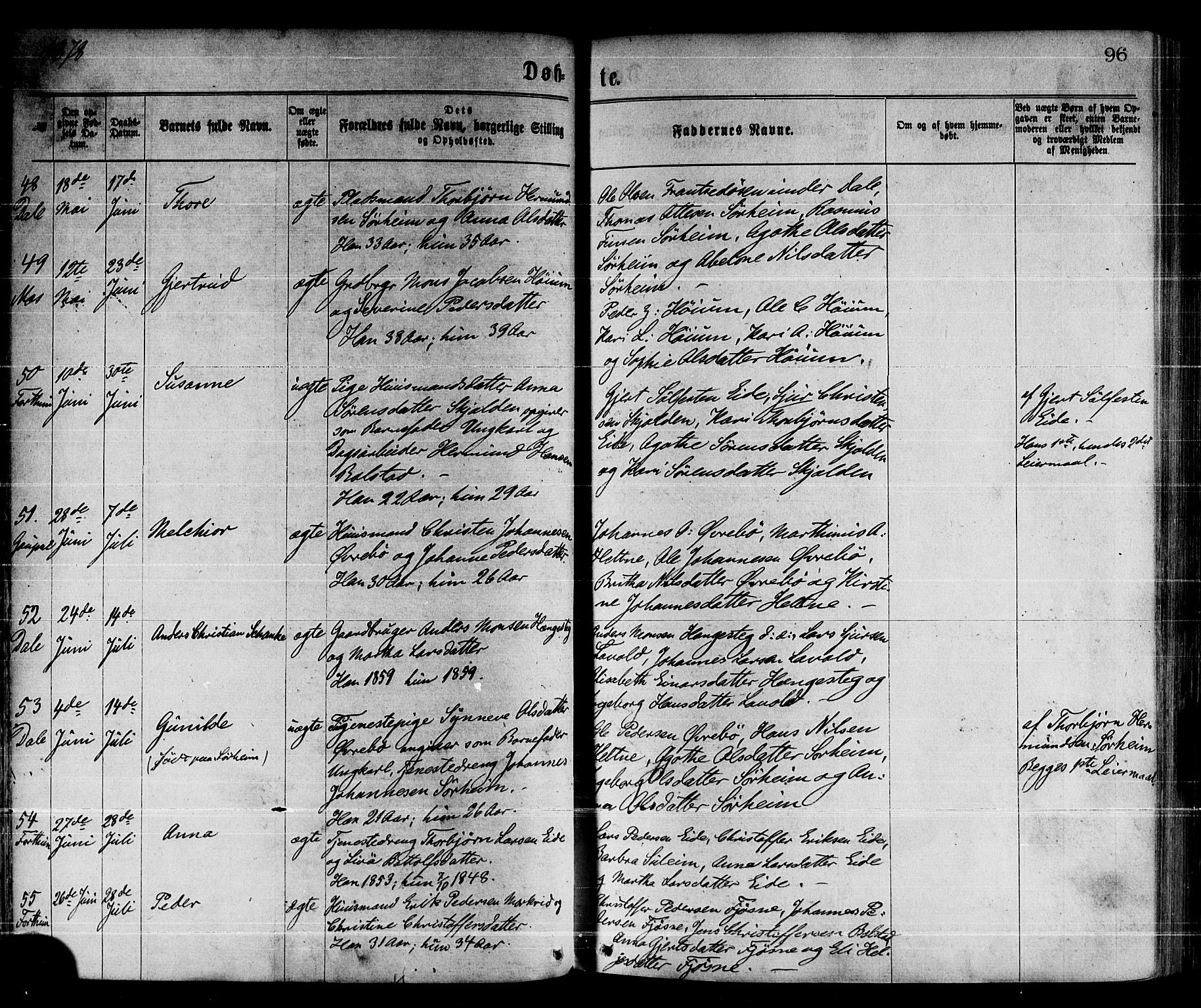 Luster sokneprestembete, AV/SAB-A-81101/H/Haa/Haaa/L0010: Parish register (official) no. A 10, 1871-1886, p. 96