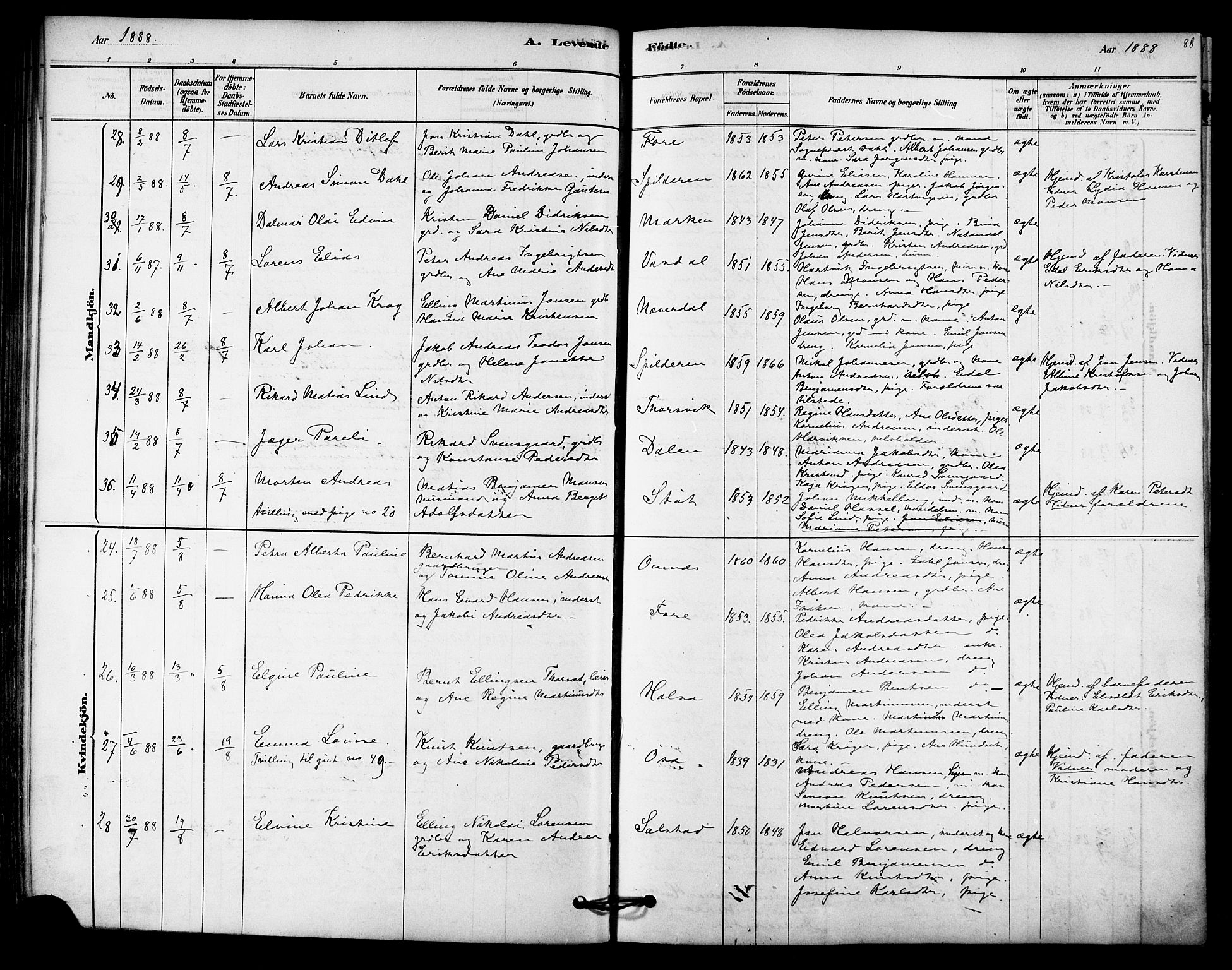 Ministerialprotokoller, klokkerbøker og fødselsregistre - Nordland, AV/SAT-A-1459/843/L0626: Parish register (official) no. 843A01, 1878-1907, p. 88