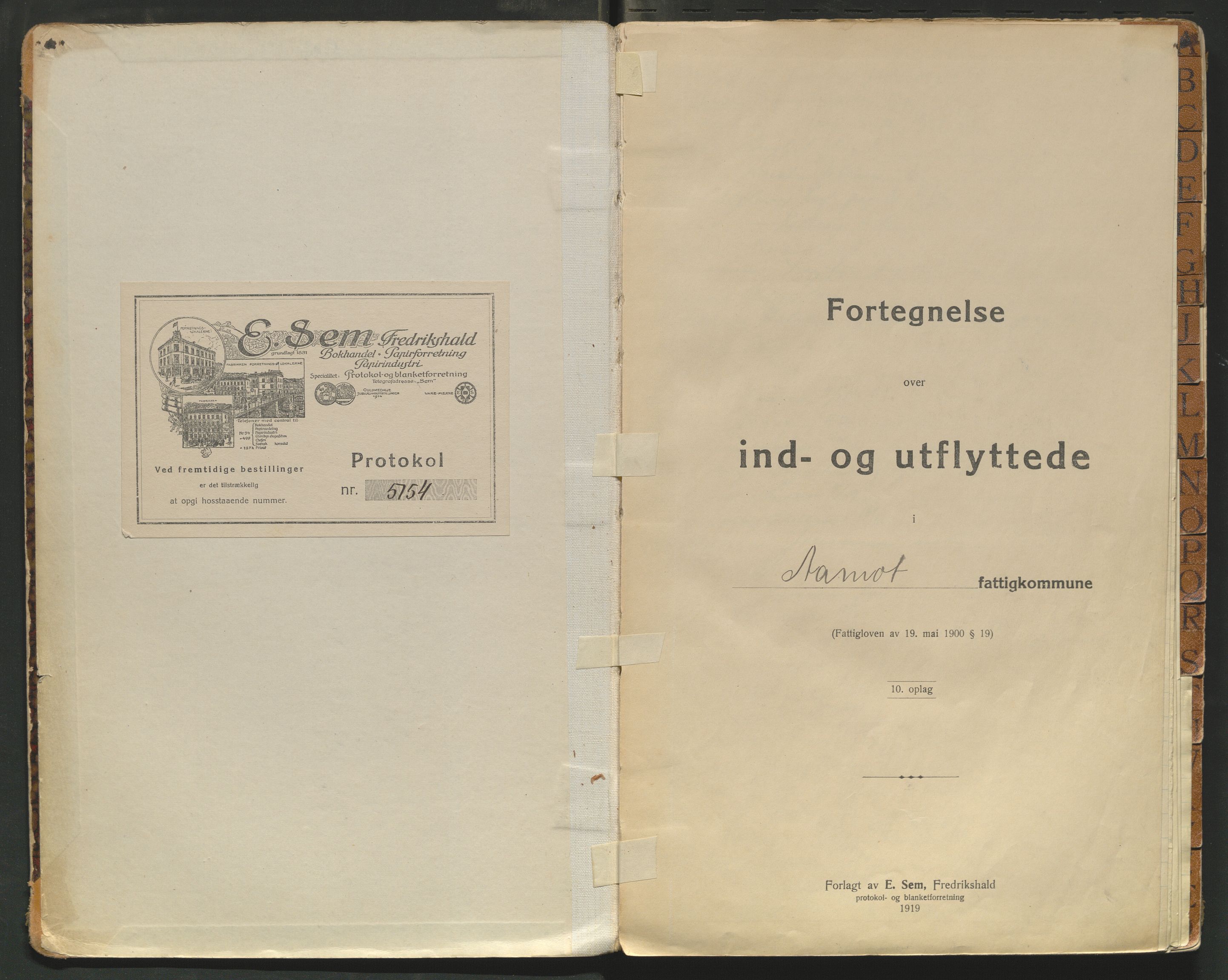 Åmot lensmannskontor, AV/SAH-LHÅ-028/L/La/L0001/0003: Protokoller over inn- og utflyttede / Protokoll over inn- og utflyttede, 1920-1937