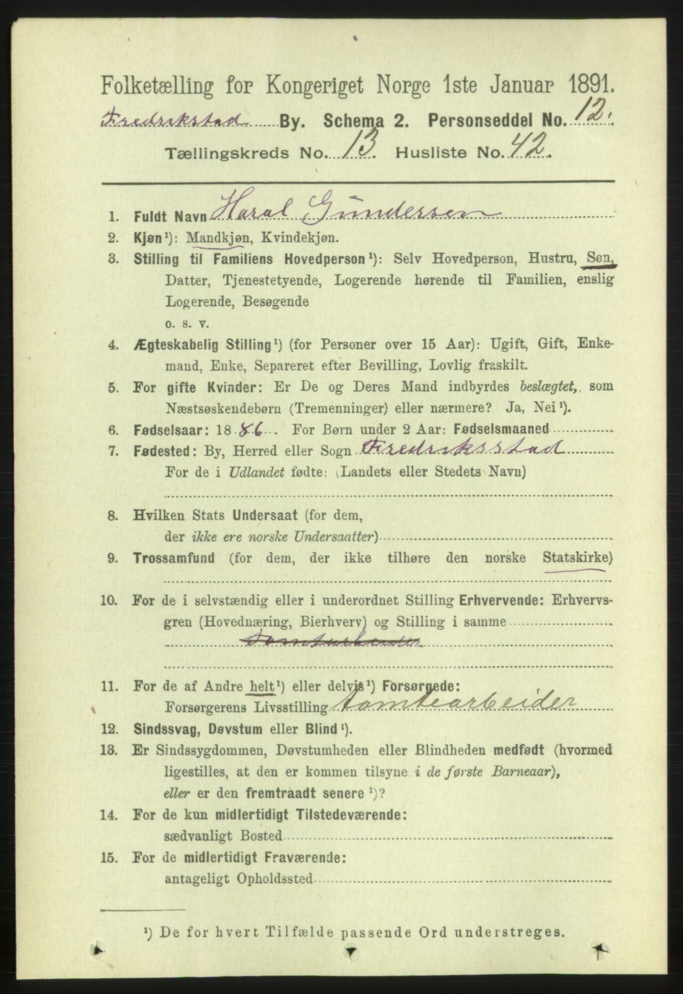 RA, 1891 census for 0103 Fredrikstad, 1891, p. 15001