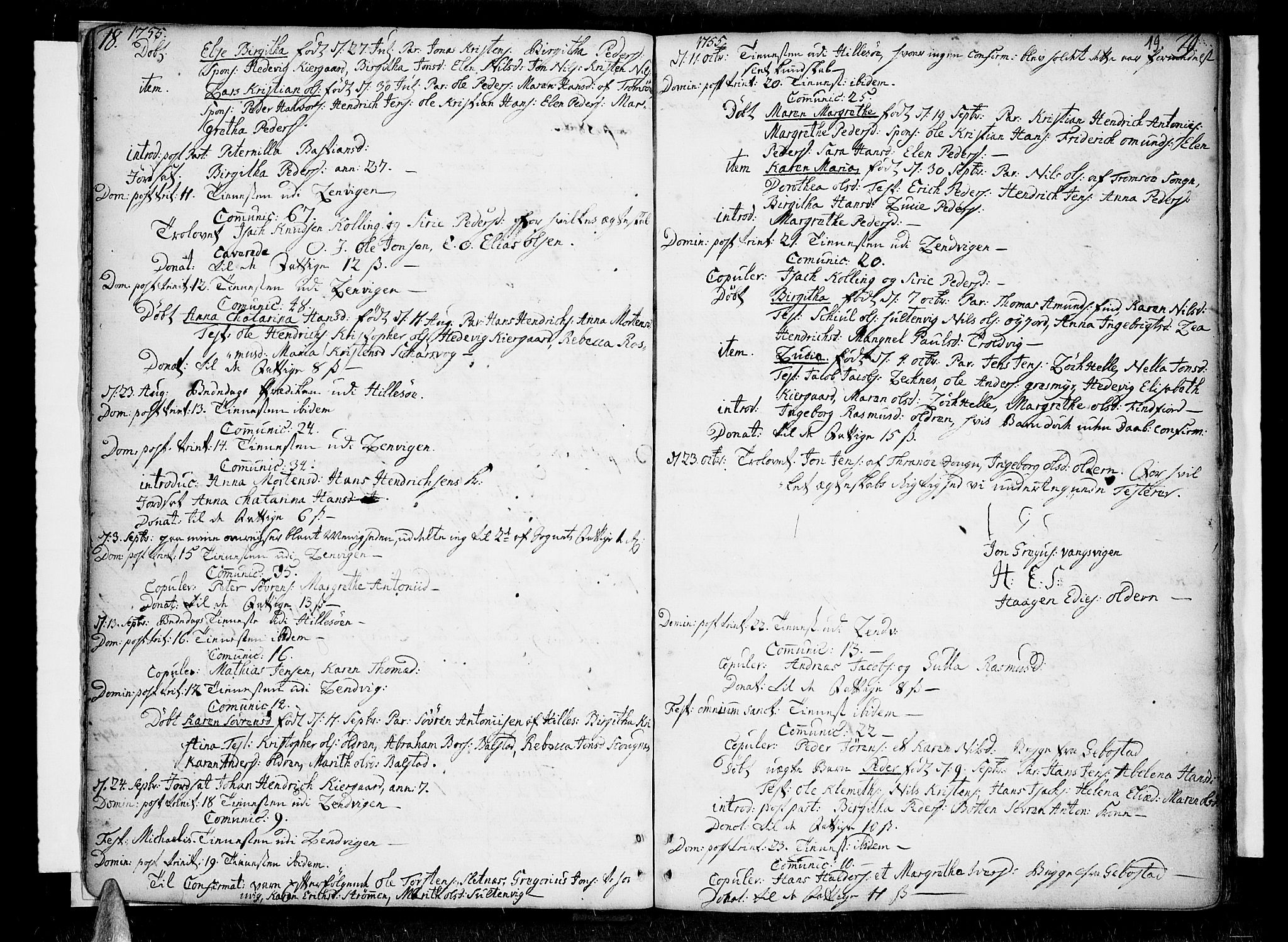 Lenvik sokneprestembete, AV/SATØ-S-1310/H/Ha/Haa/L0001kirke: Parish register (official) no. 1, 1753-1783, p. 18-19