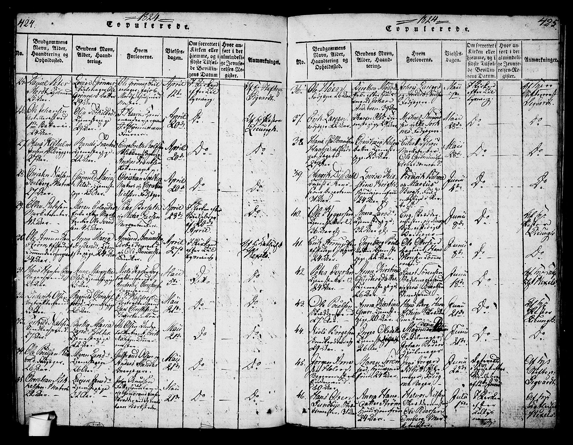 Oslo domkirke Kirkebøker, SAO/A-10752/G/Ga/L0001: Parish register (copy) no. 1, 1817-1825, p. 424-425
