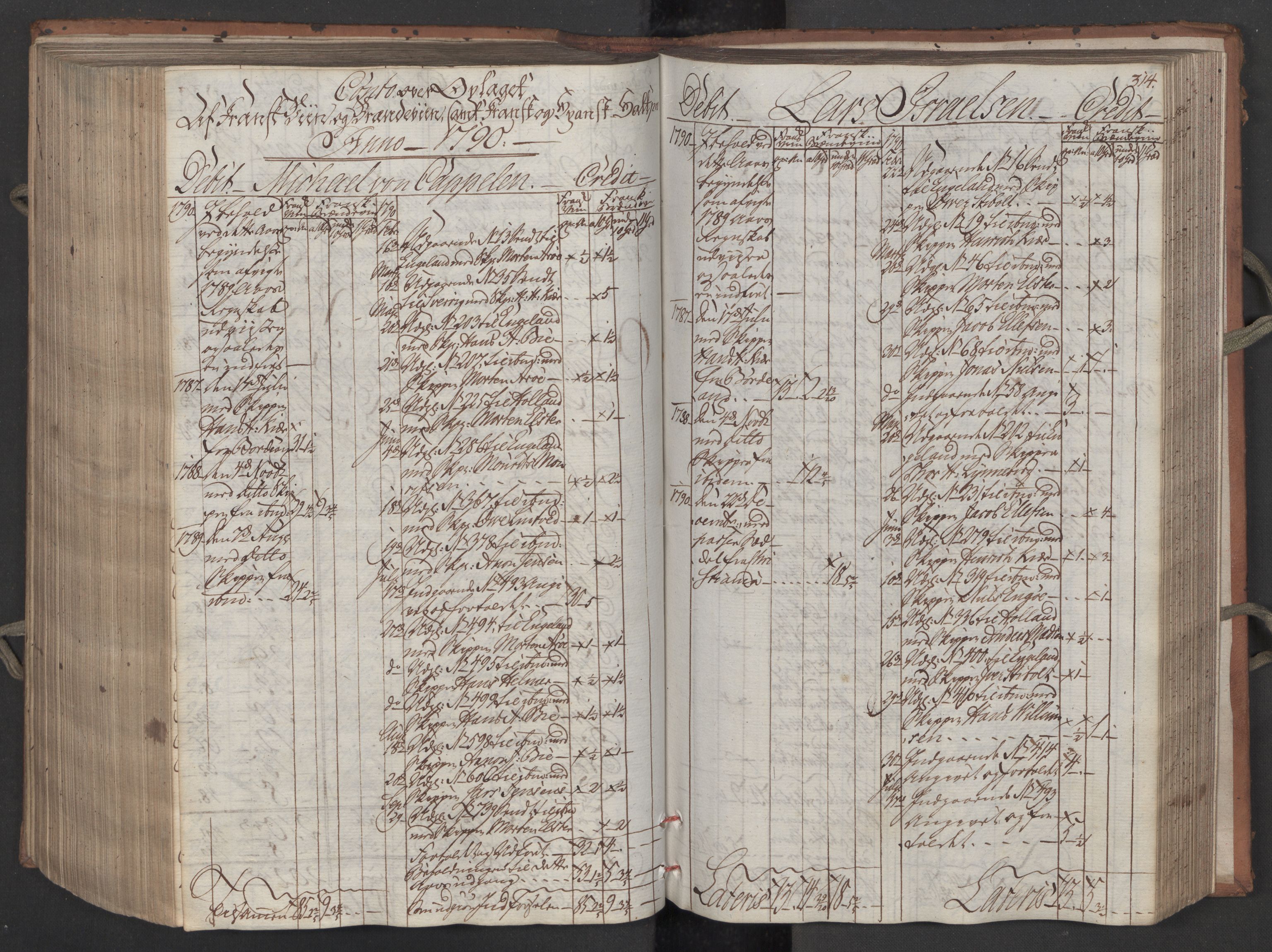 Generaltollkammeret, tollregnskaper, RA/EA-5490/R08/L0158/0001: Tollregnskaper Drammen / Inngående tollbok, 1790, p. 313b-314a