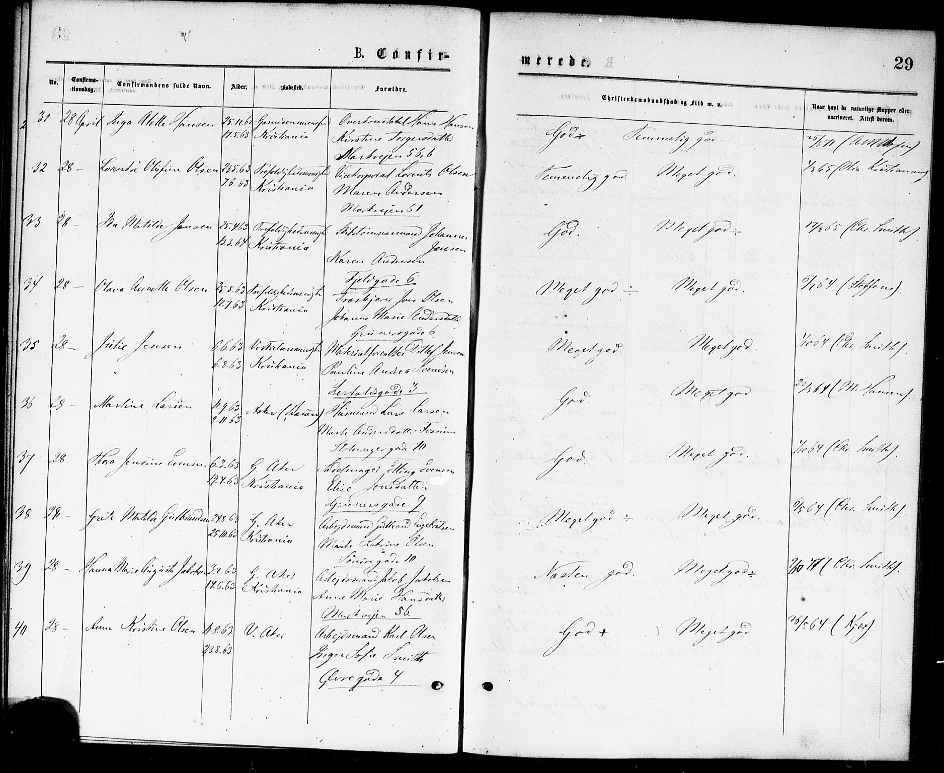 Paulus prestekontor Kirkebøker, AV/SAO-A-10871/F/Fa/L0002: Parish register (official) no. 2, 1875-1878, p. 29