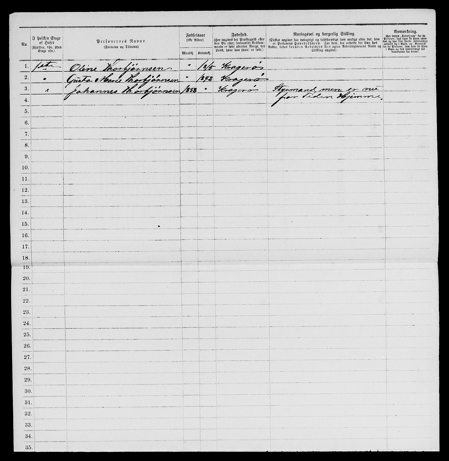 SAKO, 1885 census for 0801 Kragerø, 1885, p. 758