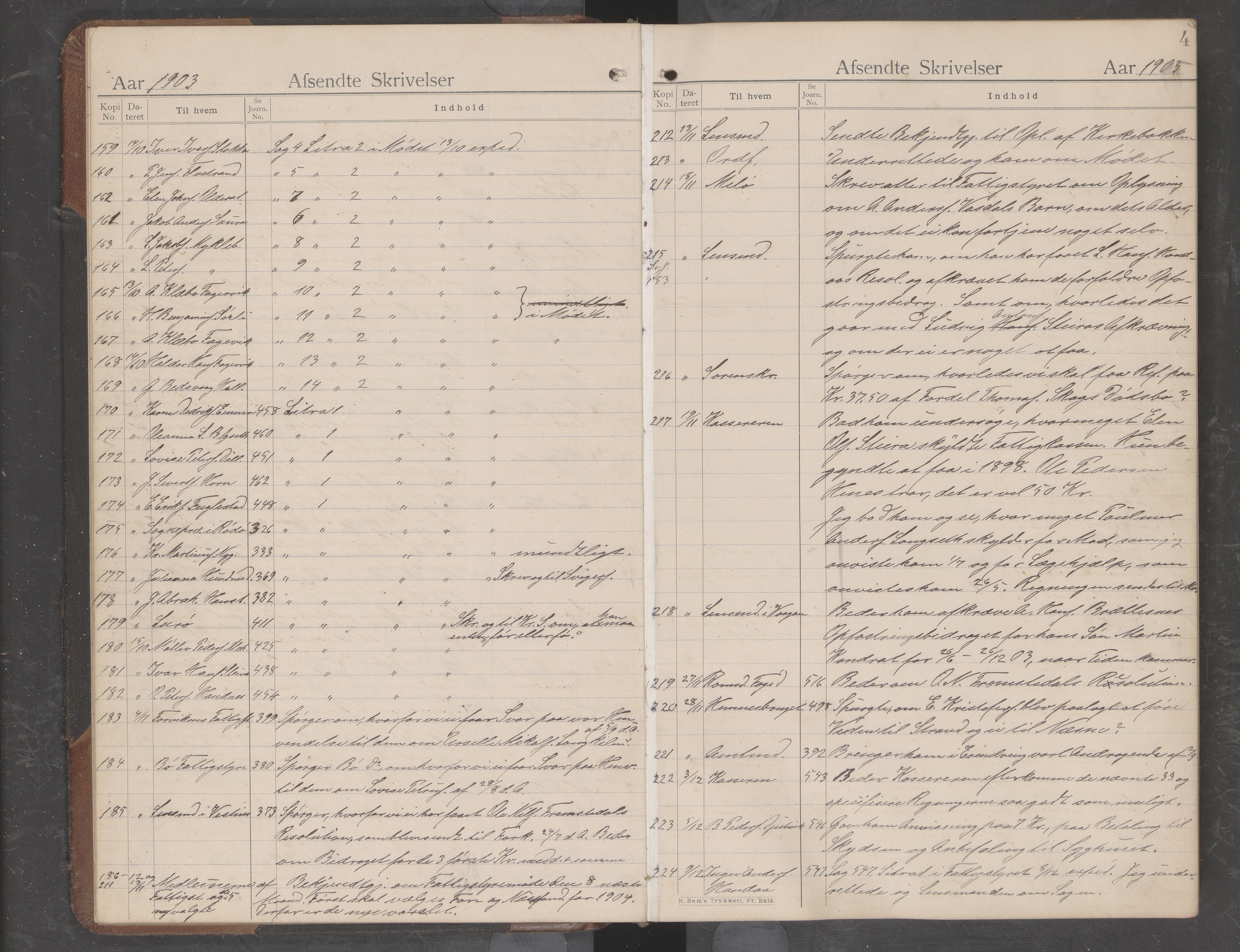 Nesna kommune. Fattigstyret, AIN/K-18280.610/210/L0001: Kopibok, 1903-1910