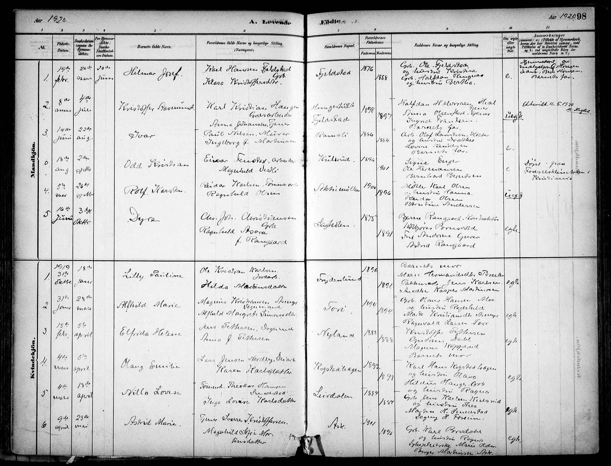 Gjerdrum prestekontor Kirkebøker, AV/SAO-A-10412b/F/Fb/L0001: Parish register (official) no. II 1, 1881-1921, p. 98