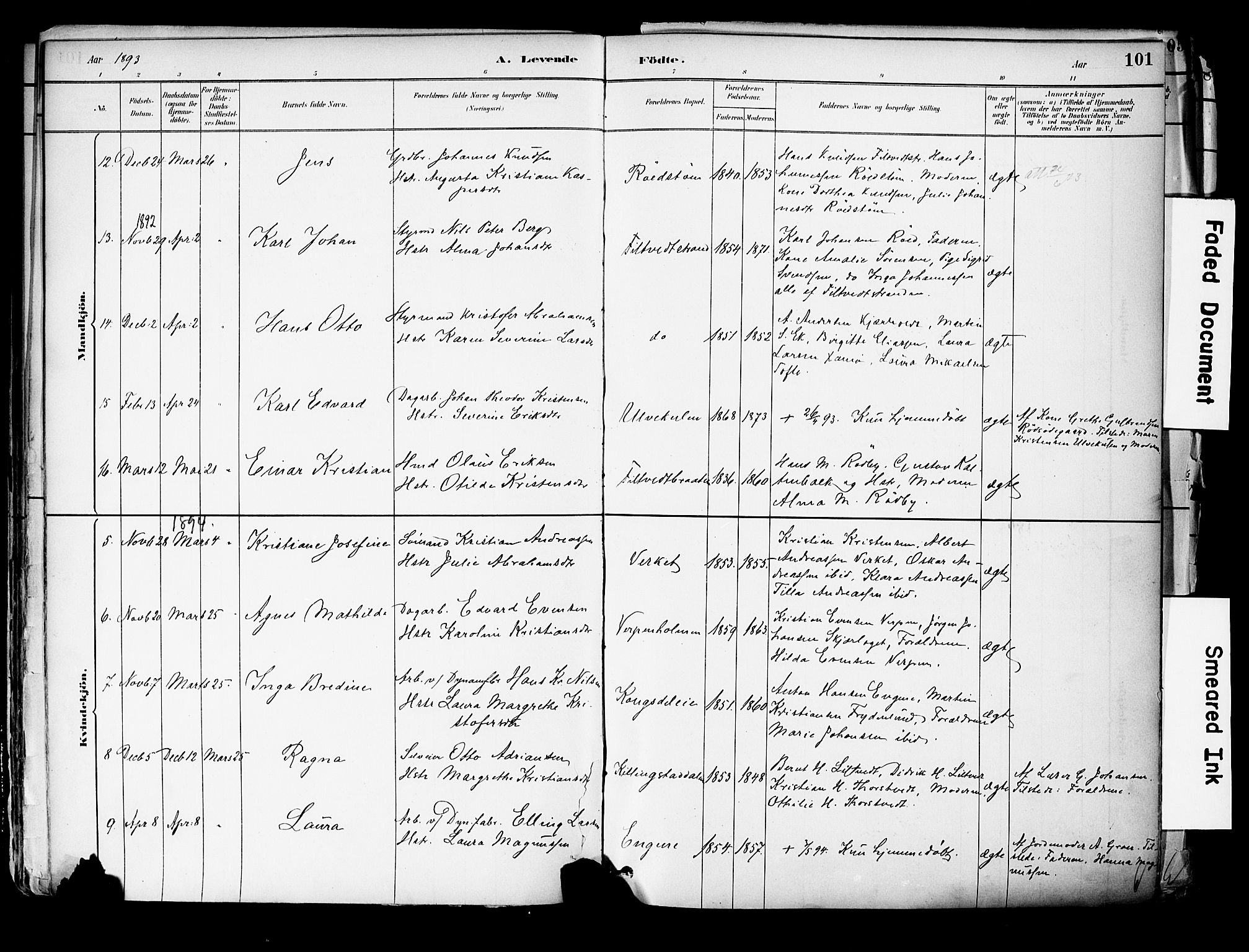 Hurum kirkebøker, SAKO/A-229/F/Fa/L0014: Parish register (official) no. 14, 1882-1895, p. 101