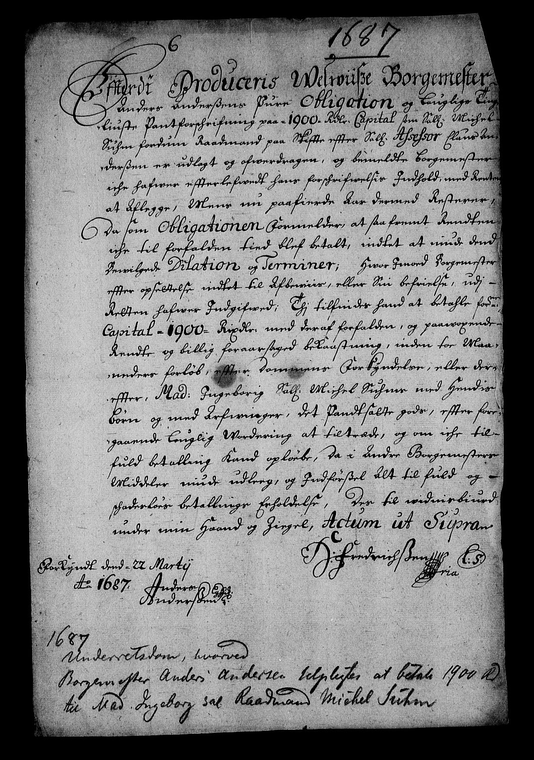 Stattholderembetet 1572-1771, RA/EA-2870/Af/L0002: Avskrifter av vedlegg til originale supplikker, nummerert i samsvar med supplikkbøkene, 1687-1689, p. 89