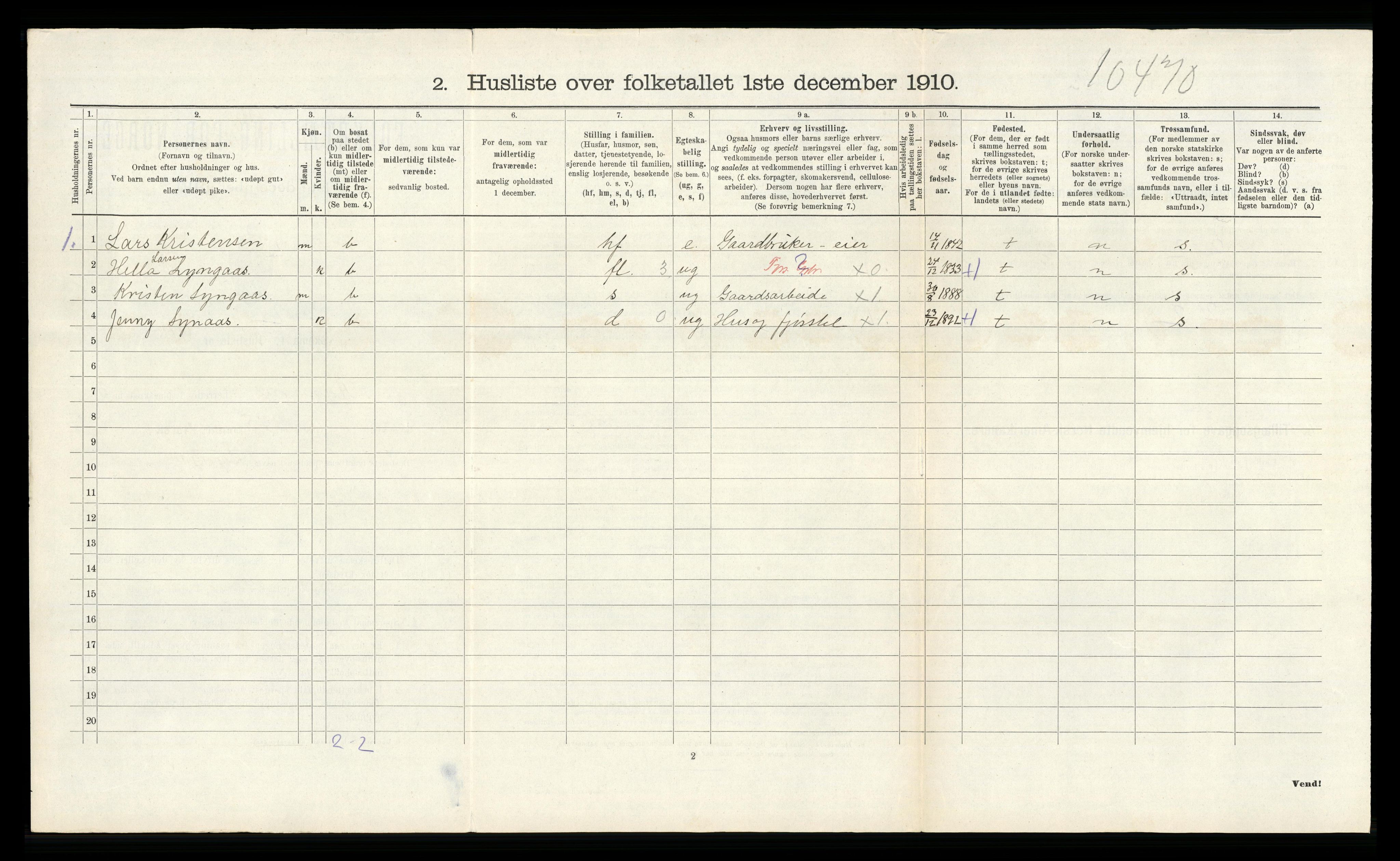 RA, 1910 census for Ramnes, 1910, p. 579