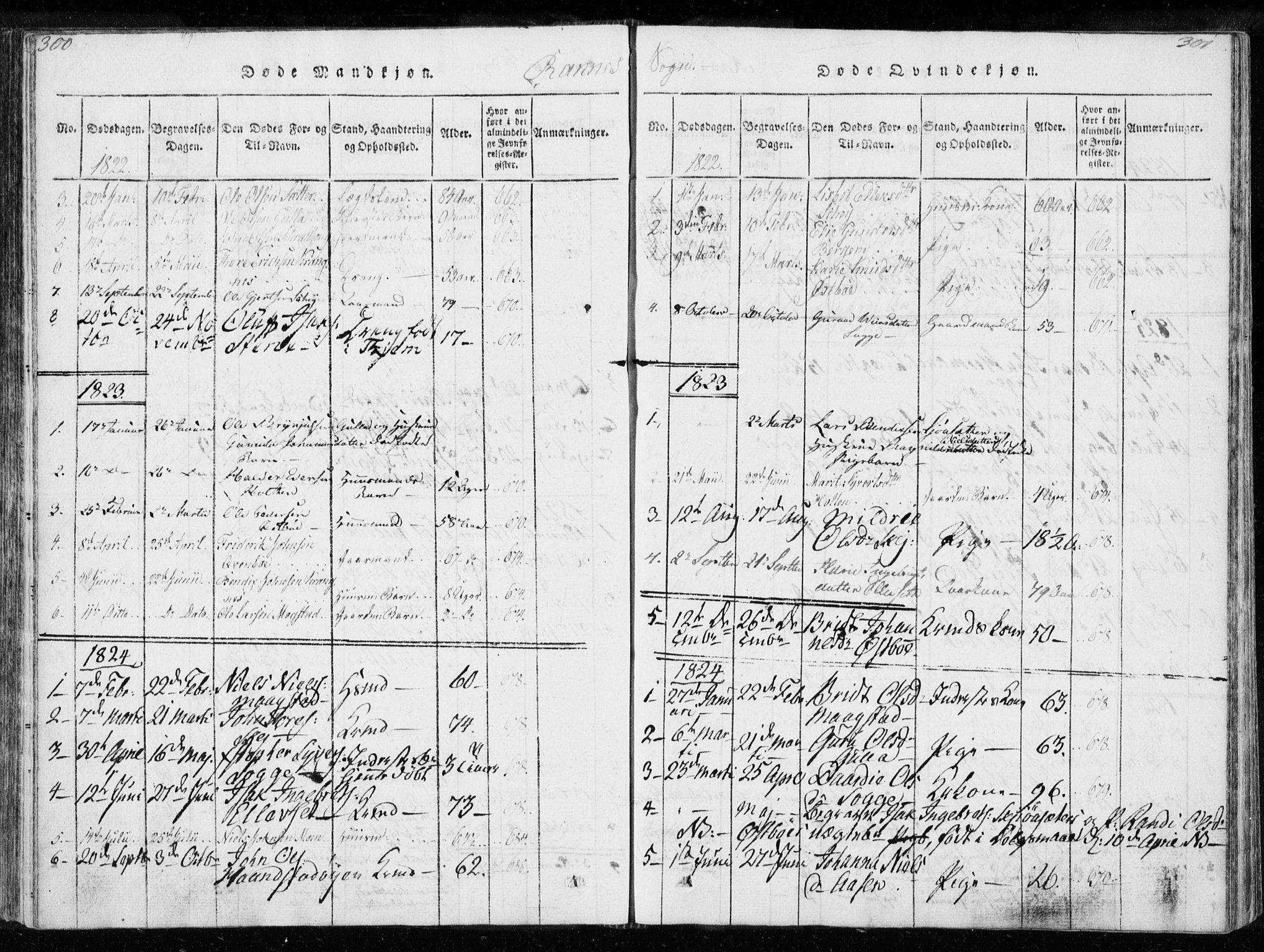 Ministerialprotokoller, klokkerbøker og fødselsregistre - Møre og Romsdal, SAT/A-1454/595/L1041: Parish register (official) no. 595A03, 1819-1829, p. 300-301
