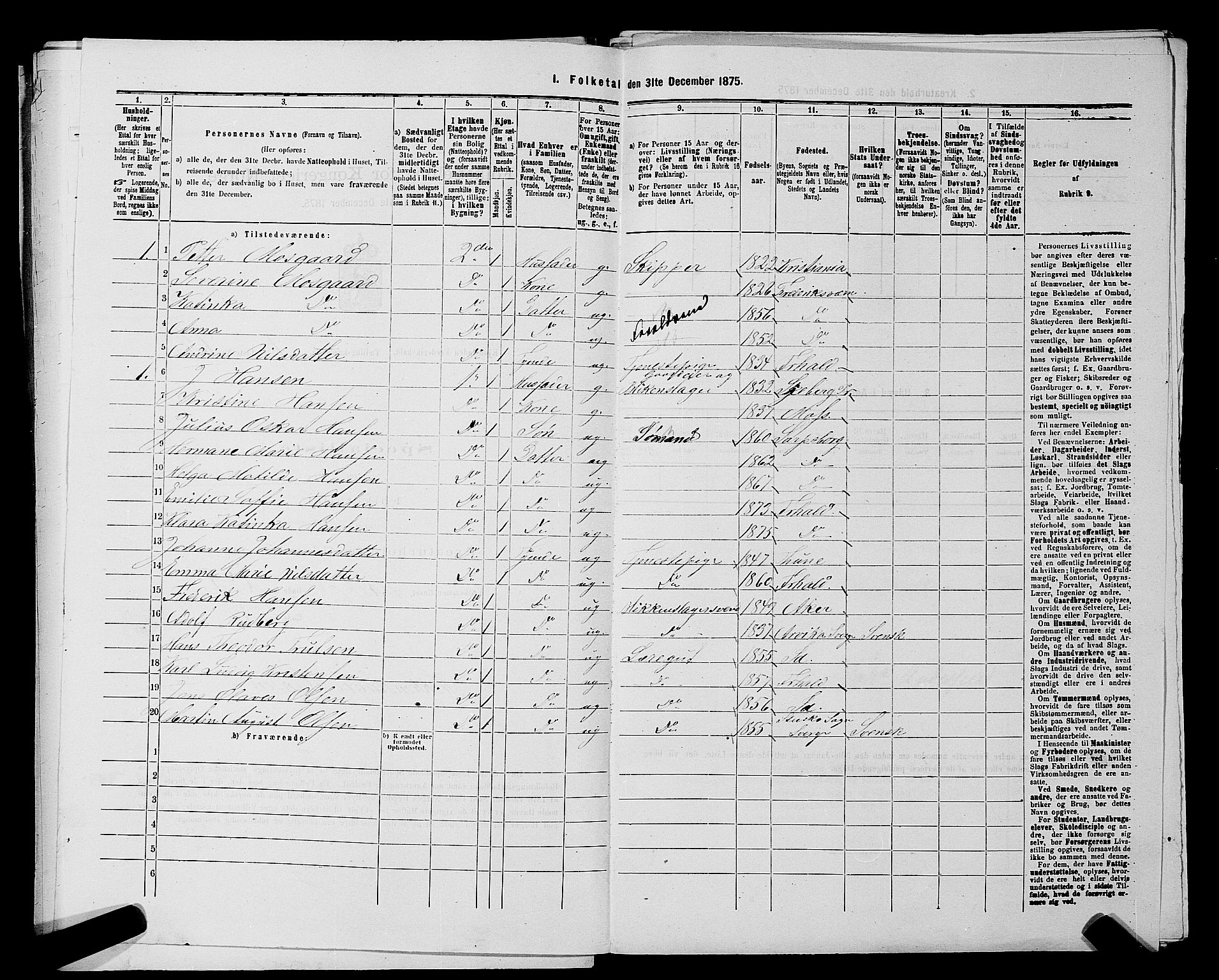 RA, 1875 census for 0101P Fredrikshald, 1875, p. 164