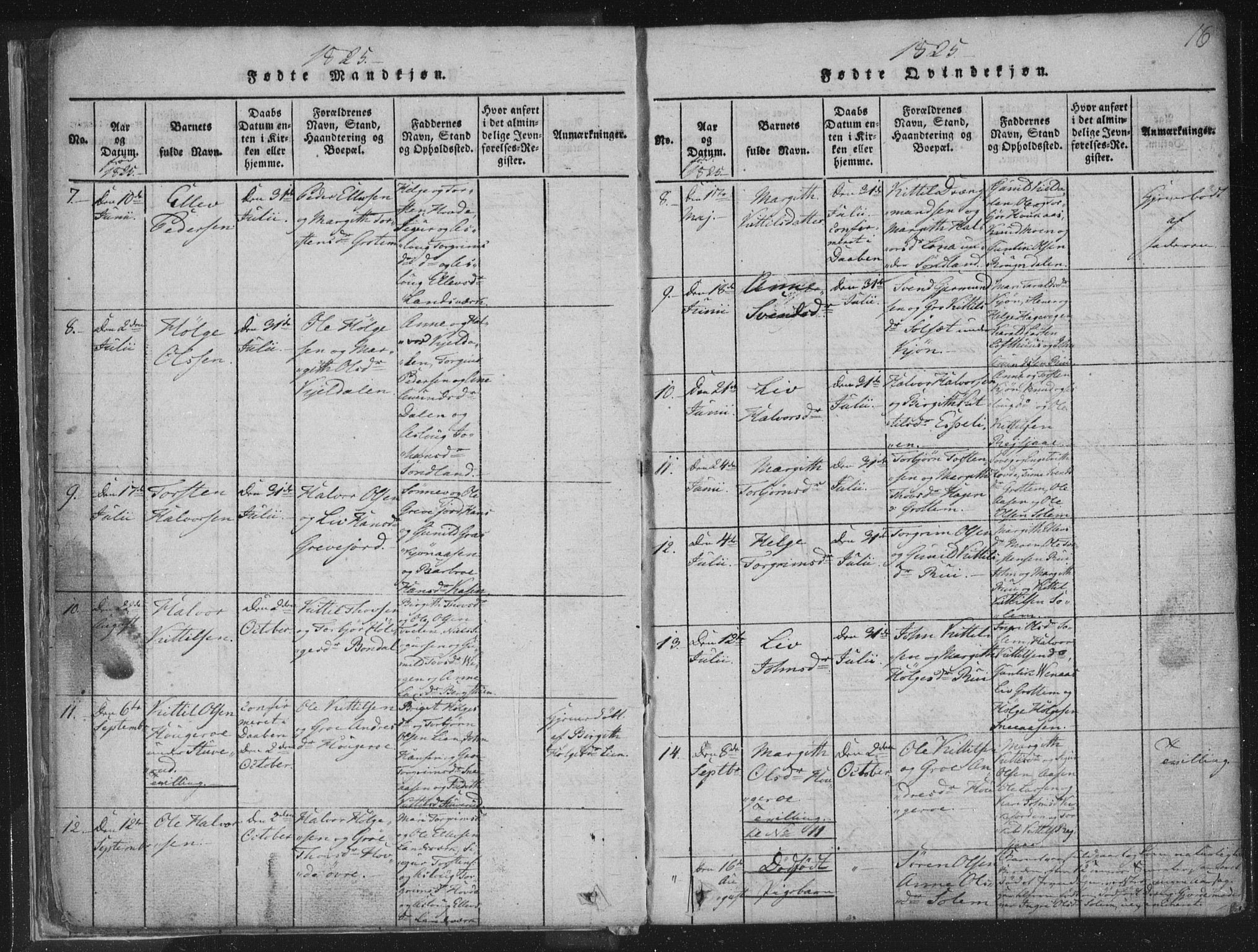 Hjartdal kirkebøker, SAKO/A-270/F/Fc/L0001: Parish register (official) no. III 1, 1815-1843, p. 16