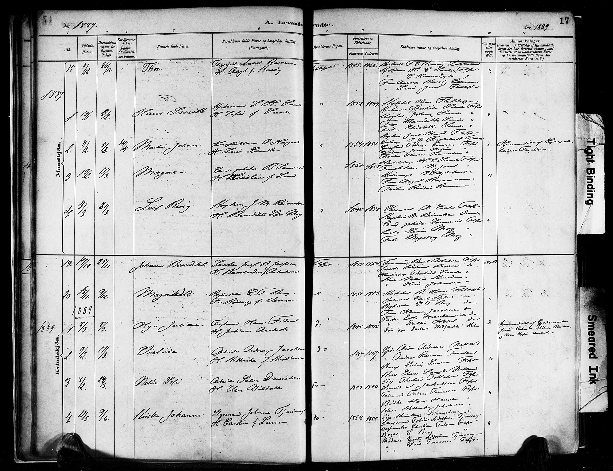 Flekkefjord sokneprestkontor, SAK/1111-0012/F/Fa/Faa/L0001: Parish register (official) no. A 1, 1885-1900, p. 17