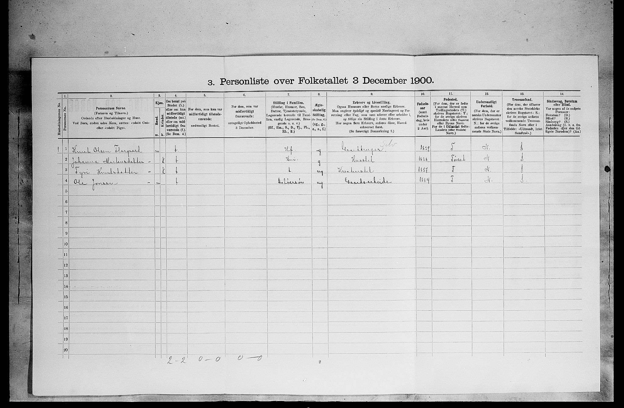 SAH, 1900 census for Tolga, 1900, p. 363