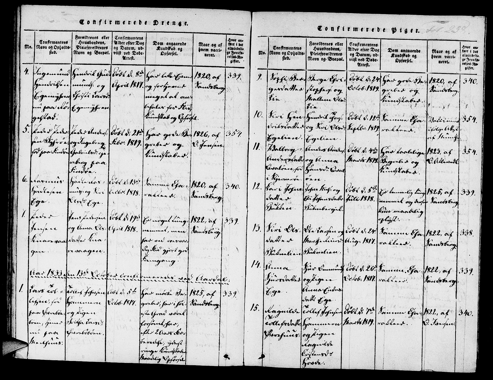 Hjelmeland sokneprestkontor, AV/SAST-A-101843/01/IV/L0004: Parish register (official) no. A 4, 1816-1834, p. 258