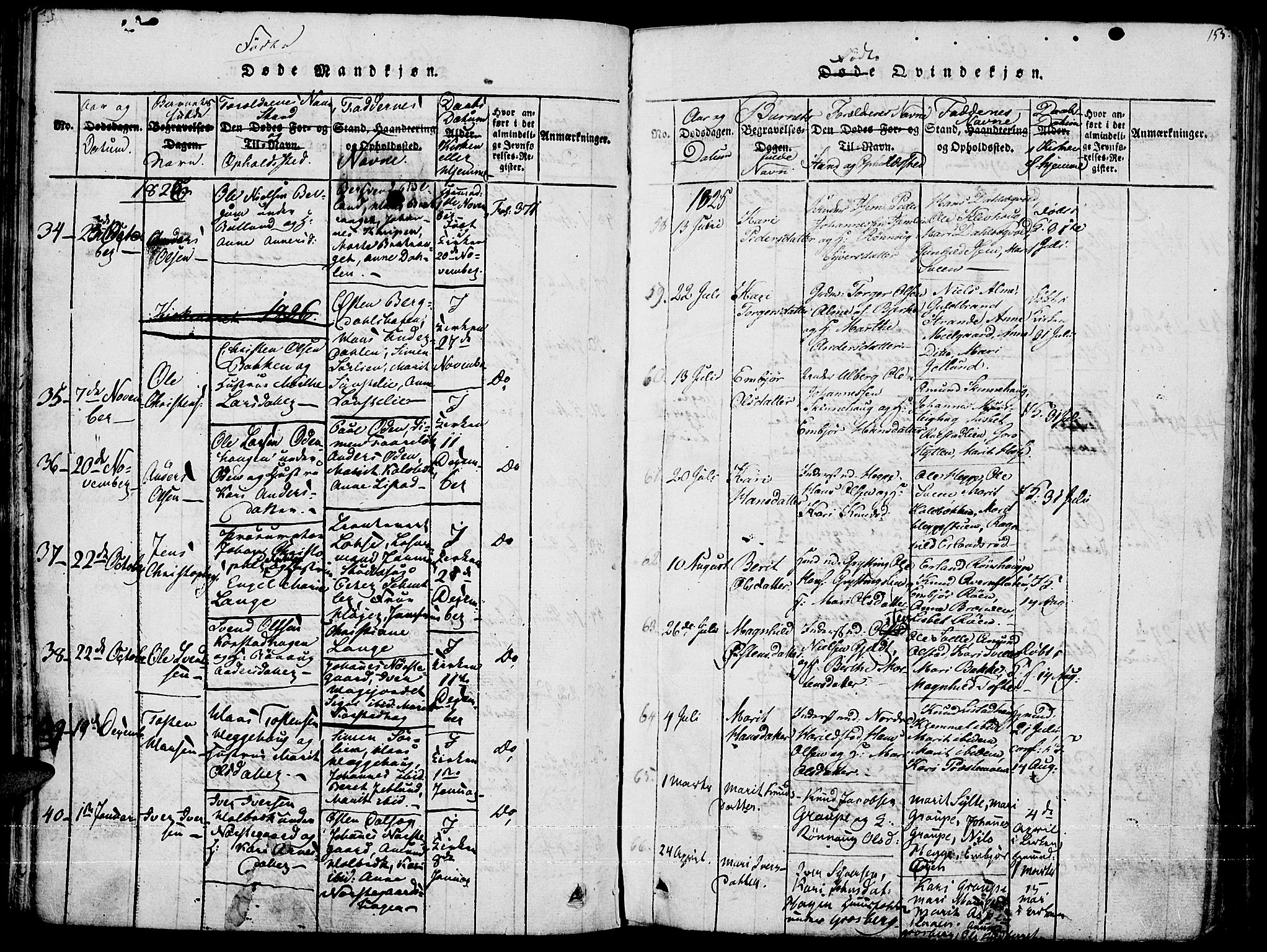 Fron prestekontor, AV/SAH-PREST-078/H/Ha/Haa/L0002: Parish register (official) no. 2, 1816-1827, p. 155