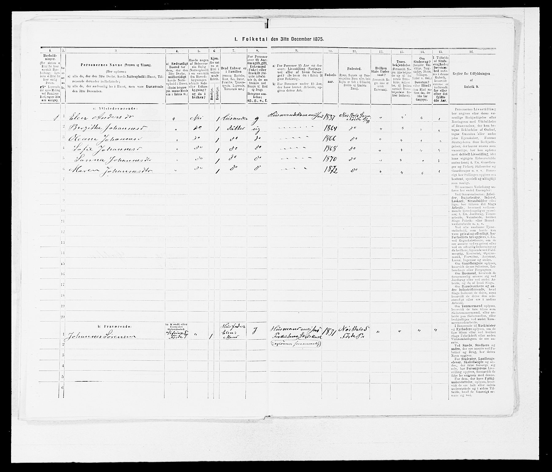 SAB, 1875 census for 1432P Førde, 1875, p. 1226