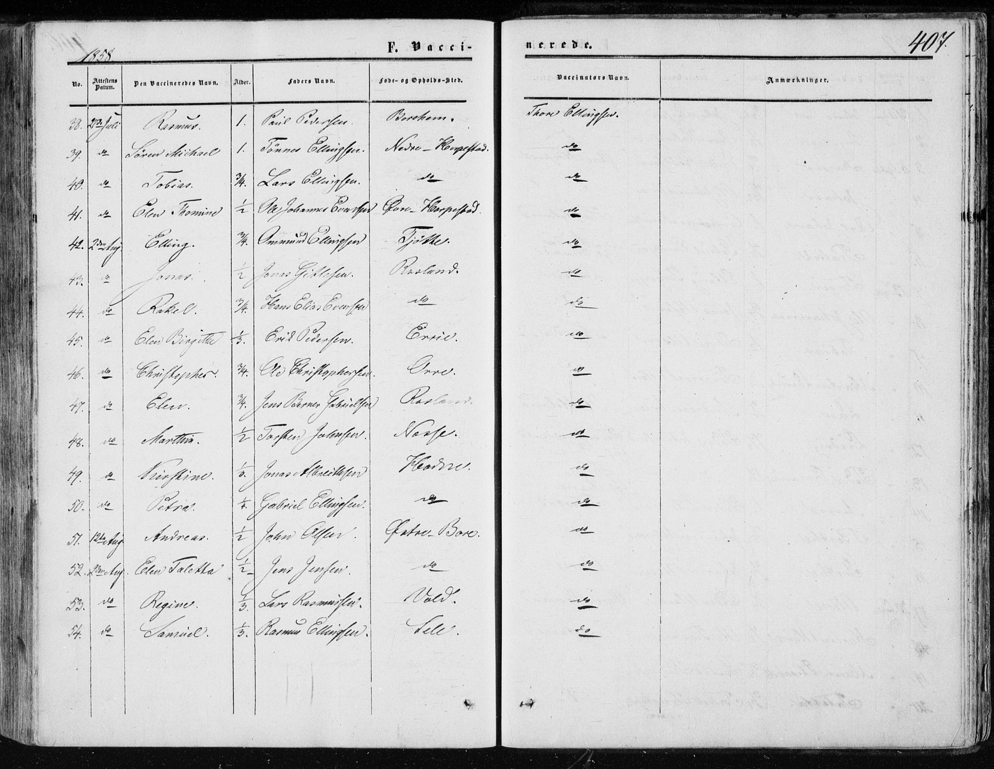 Klepp sokneprestkontor, AV/SAST-A-101803/001/3/30BA/L0005: Parish register (official) no. A 5, 1853-1870, p. 407