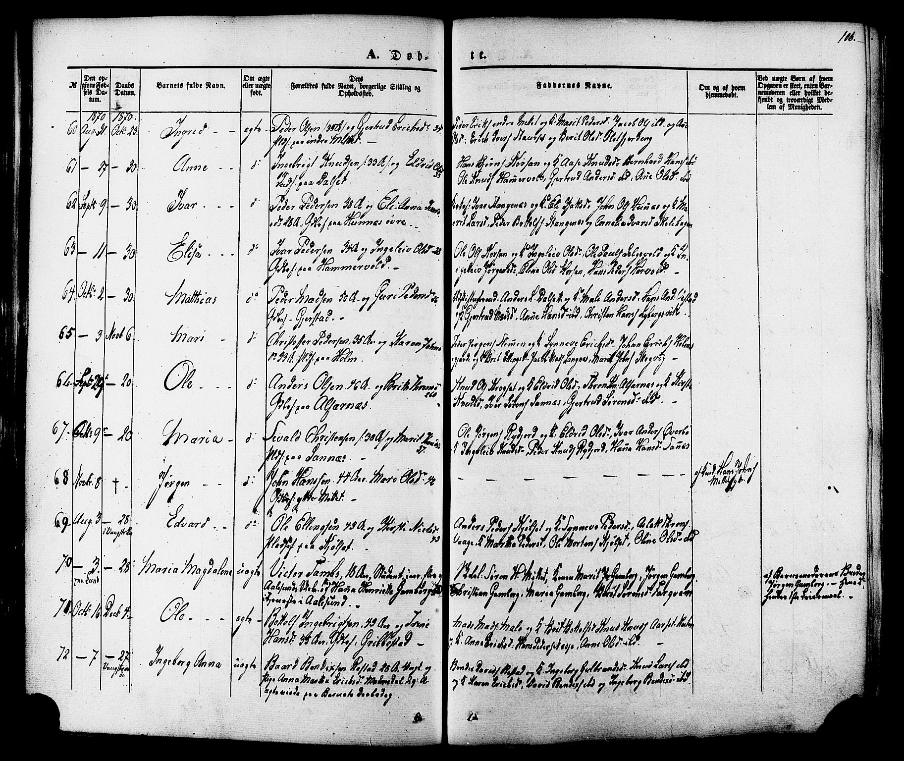 Ministerialprotokoller, klokkerbøker og fødselsregistre - Møre og Romsdal, AV/SAT-A-1454/547/L0603: Parish register (official) no. 547A05, 1846-1877, p. 106