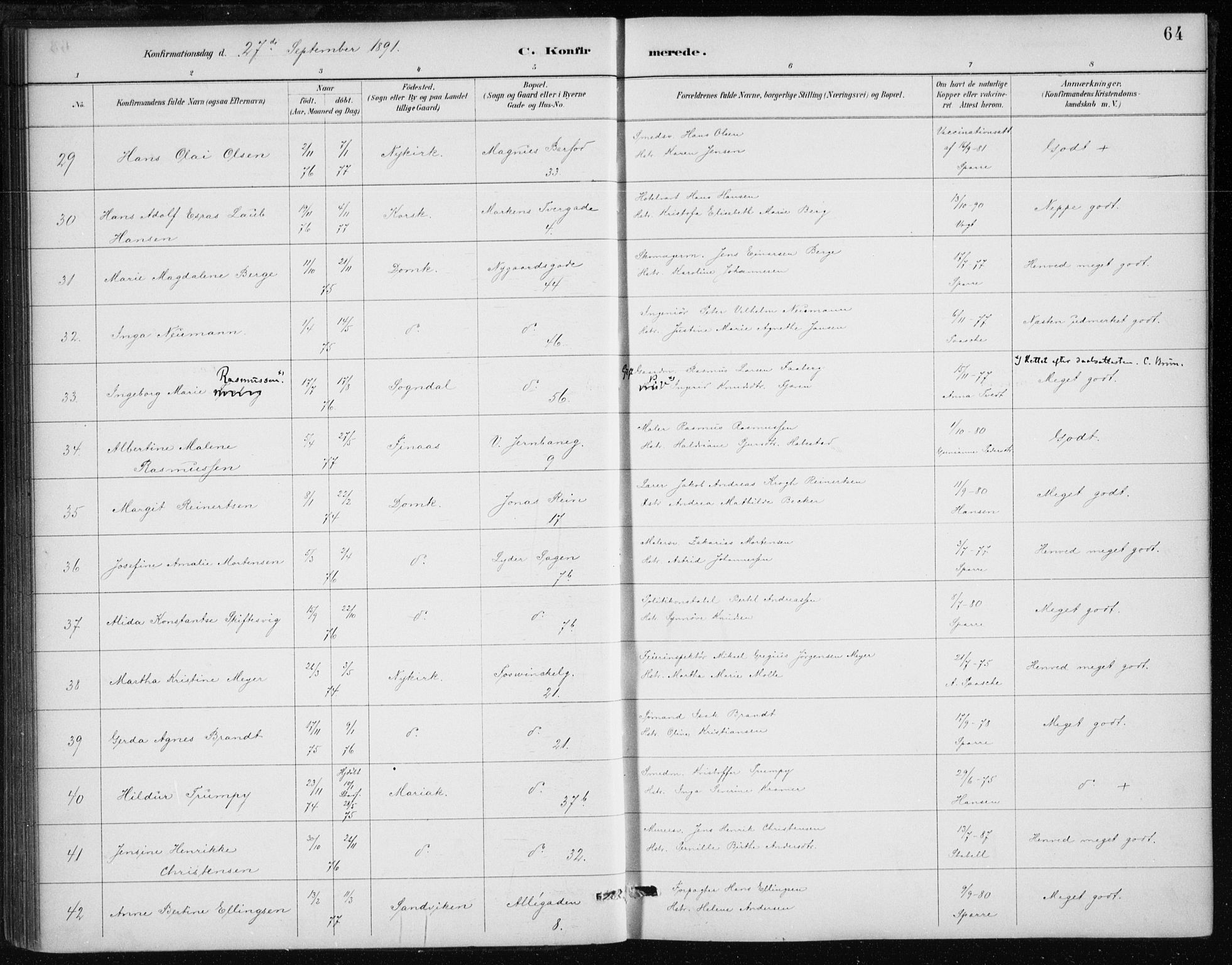 Johanneskirken sokneprestembete, AV/SAB-A-76001/H/Haa/L0008: Parish register (official) no. C 1, 1885-1907, p. 64