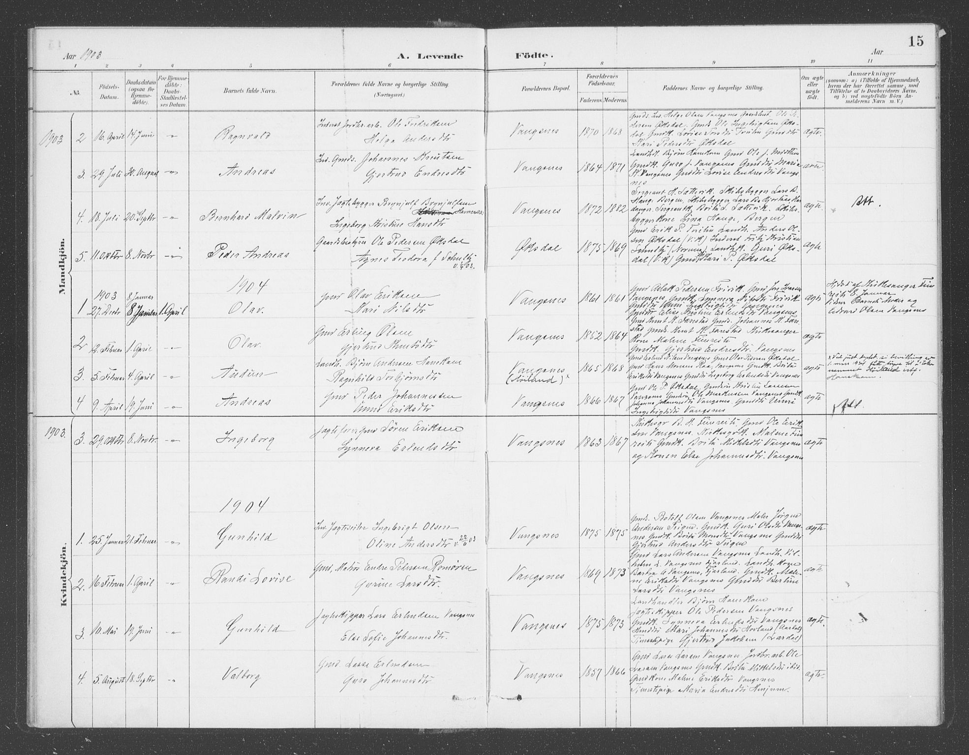Balestrand sokneprestembete, SAB/A-79601/H/Haa/Haae/L0001: Parish register (official) no. E  1, 1889-1909, p. 15