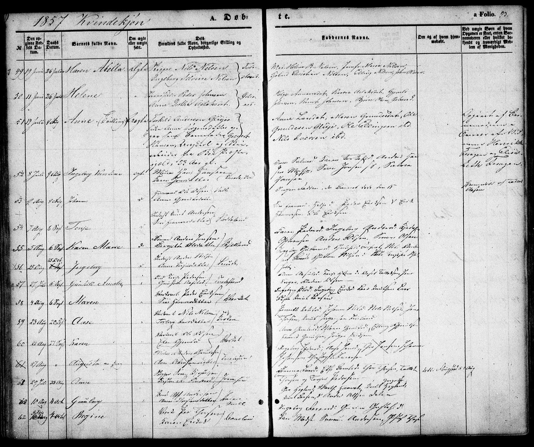 Holt sokneprestkontor, AV/SAK-1111-0021/F/Fa/L0008: Parish register (official) no. A 8, 1849-1860, p. 93